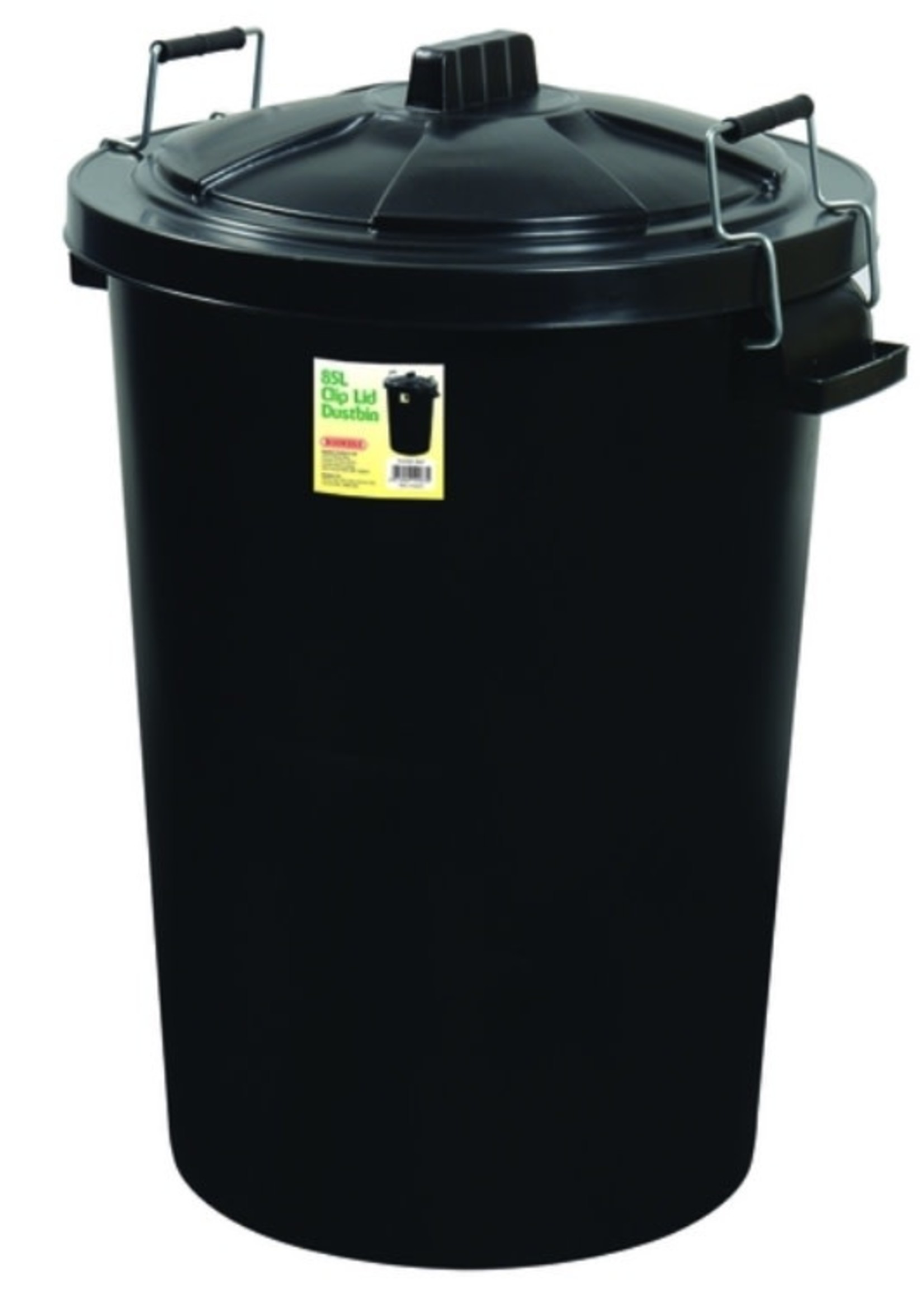 Pro Plas Clip Lid Dust Bin Black