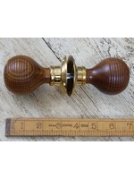 Cottingham Collection Door knob Set Beehive Teak & Brass 2" / 50mm