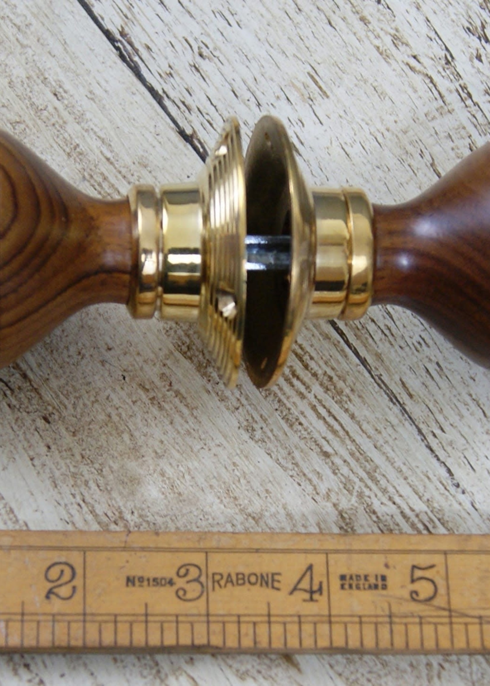 Door knob Set Beehive Teak & Brass 2" / 50mm