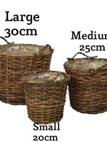 Kaemingk Medium Rattan Brown Basket Plastic Lining
