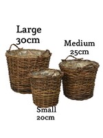 Kaemingk Medium Rattan Brown Basket Plastic Lining
