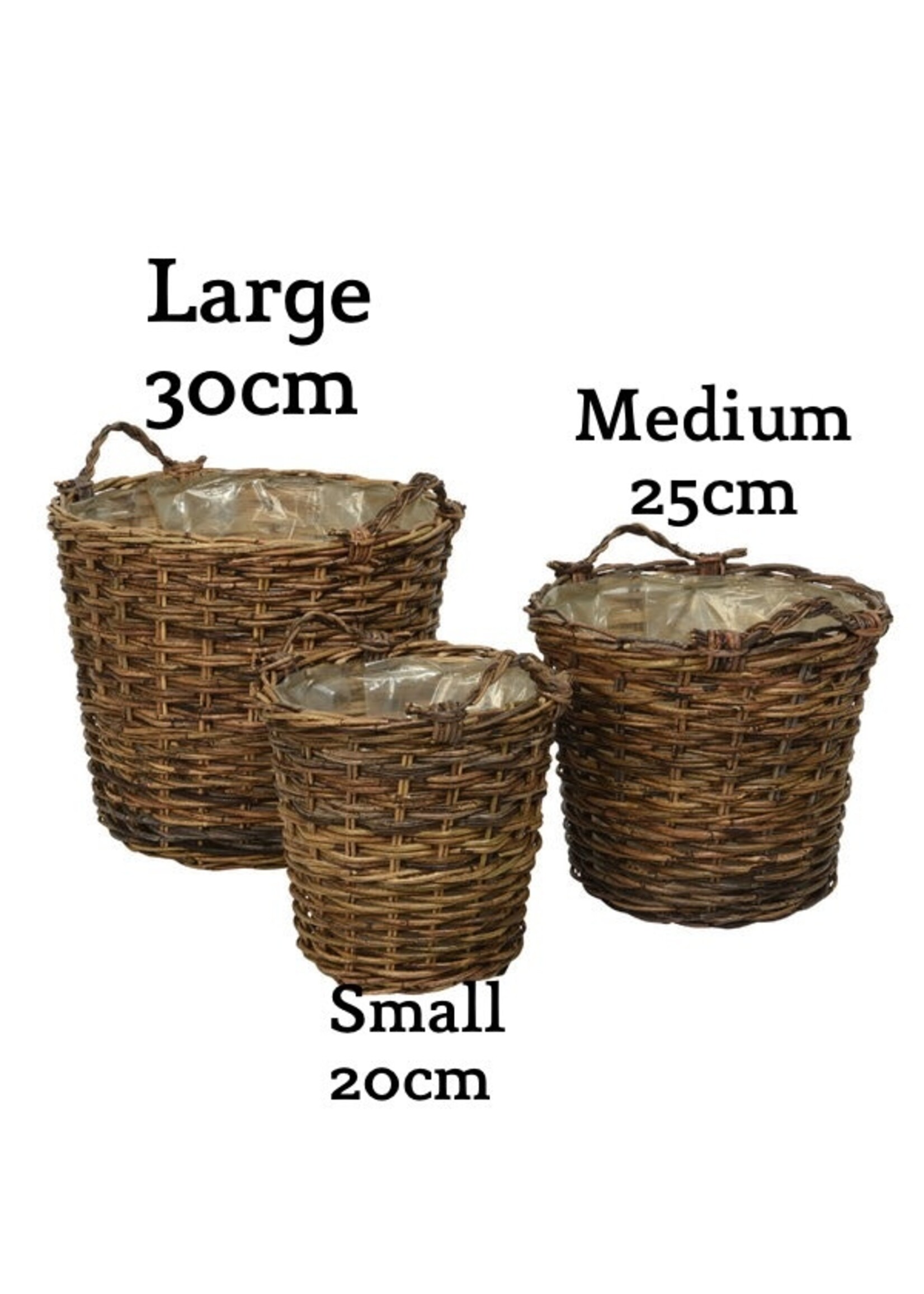 Kaemingk Medium Rattan Brown Basket Plastic Lining