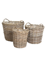Kaemingk Large Rattan Grey Basket Plastic Lining 57cmx45cm - one basket only