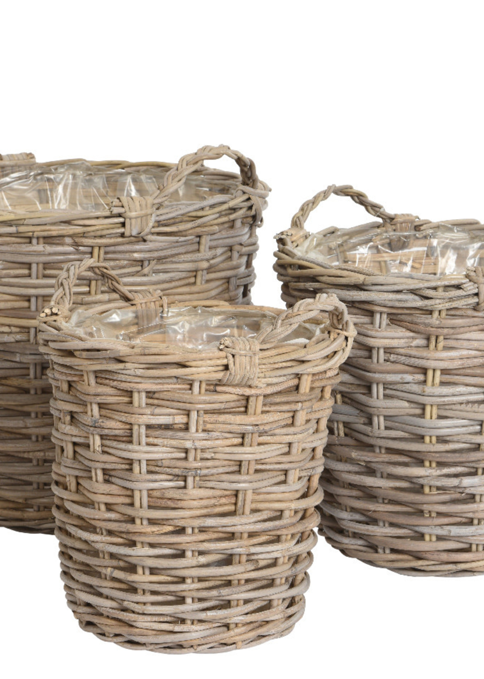 Kaemingk Large Rattan Grey Basket Plastic Lining 57cmx45cm - one basket only