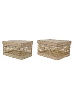 Kaemingk Seagrass storage baskets set of 2 (22x32x12.5cm &  18x28x14cm)