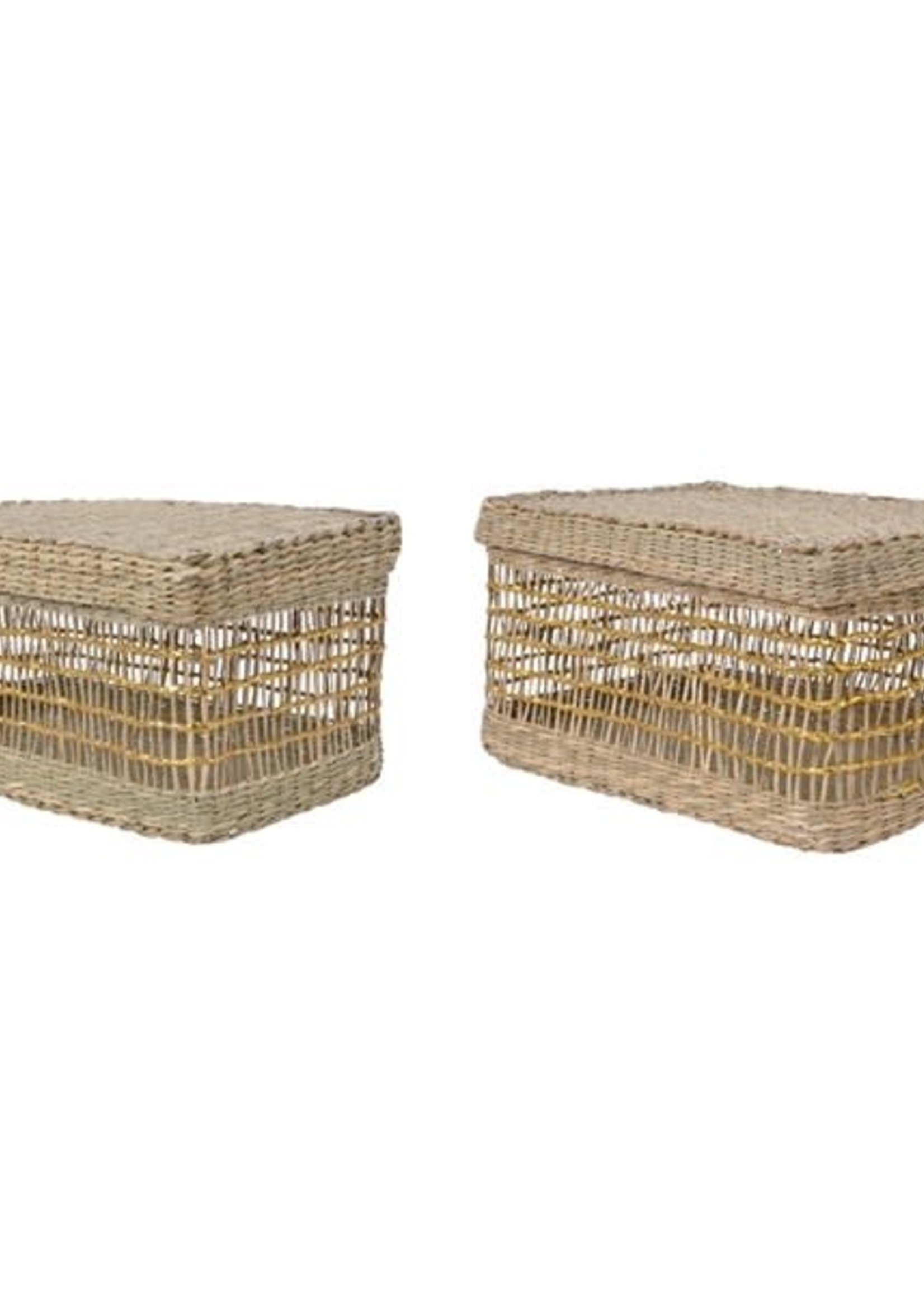 Kaemingk Seagrass storage baskets set of 2 (22x32x12.5cm &  18x28x14cm)