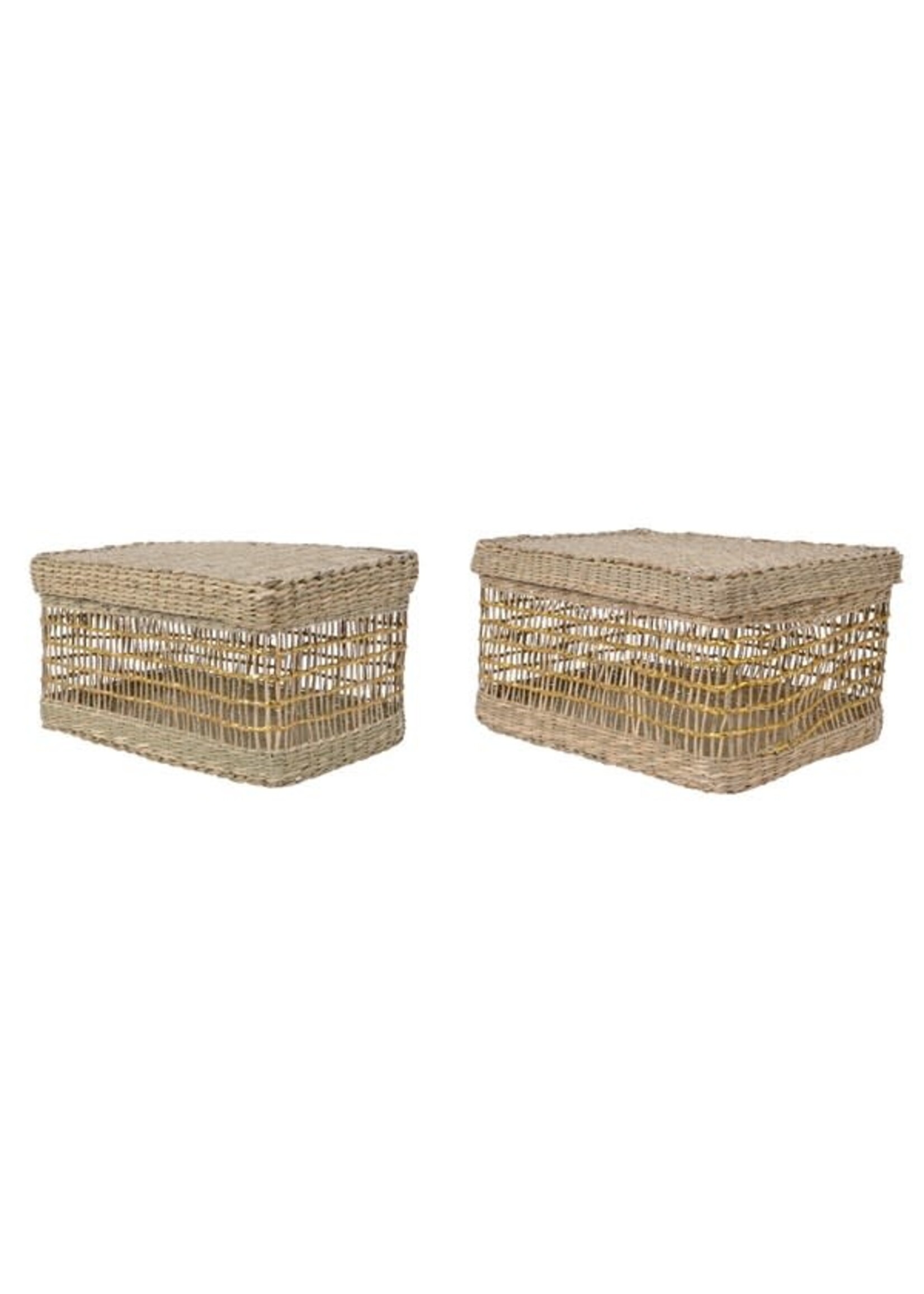Kaemingk Seagrass storage baskets set of 2 (22x32x12.5cm &  18x28x14cm)