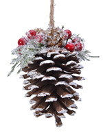 Decoris Hanging Pinecone With Berries 8x8x13cm