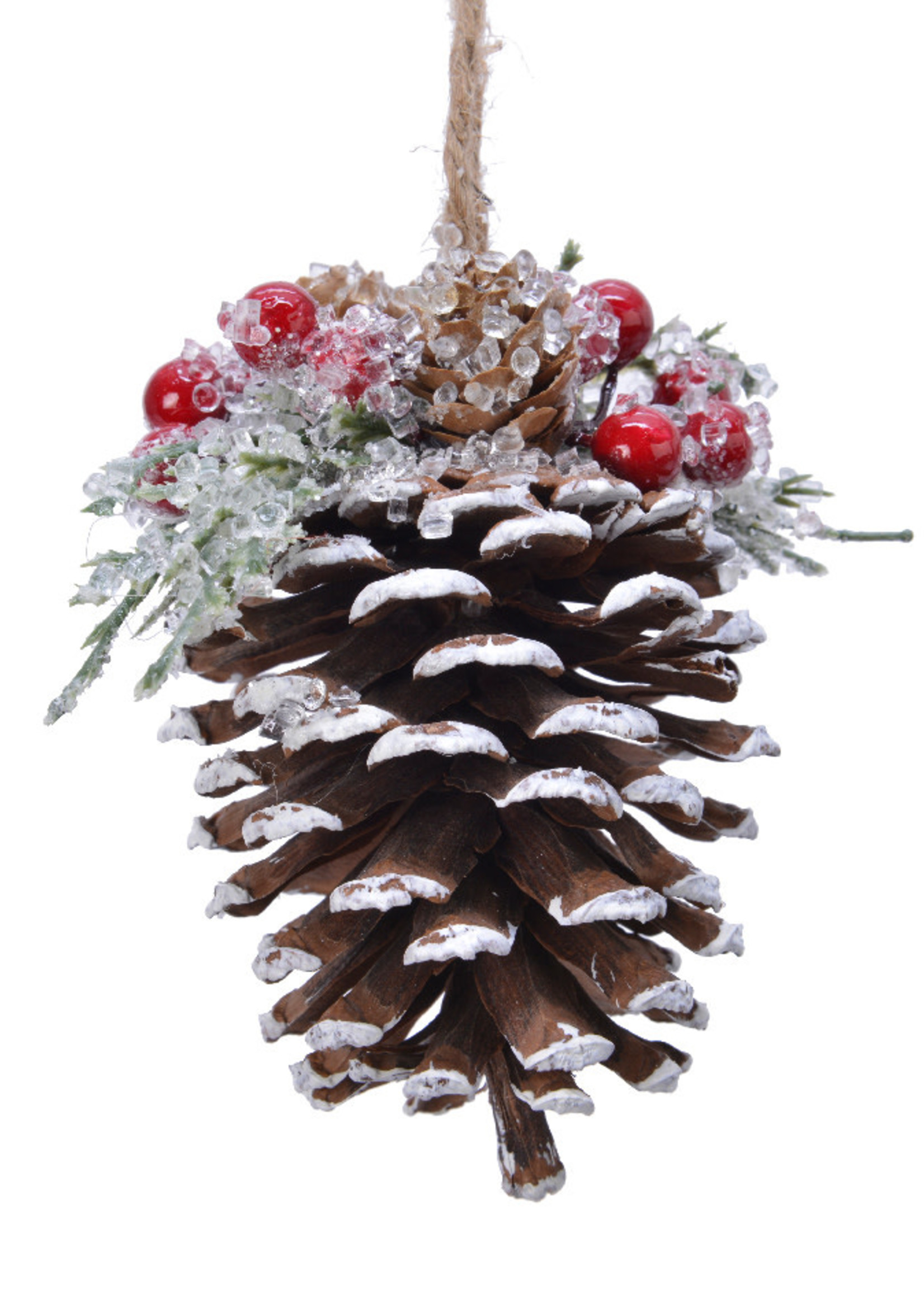 Decoris Hanging Pinecone With Berries 8x8x13cm