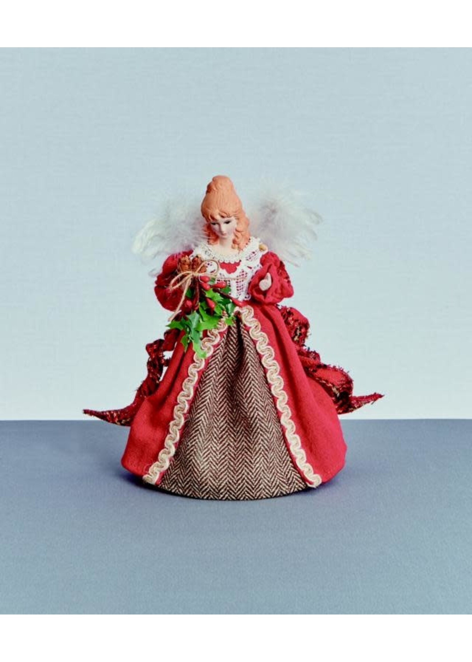 Premier Tree Topper Country Red & Green Angel 20cm