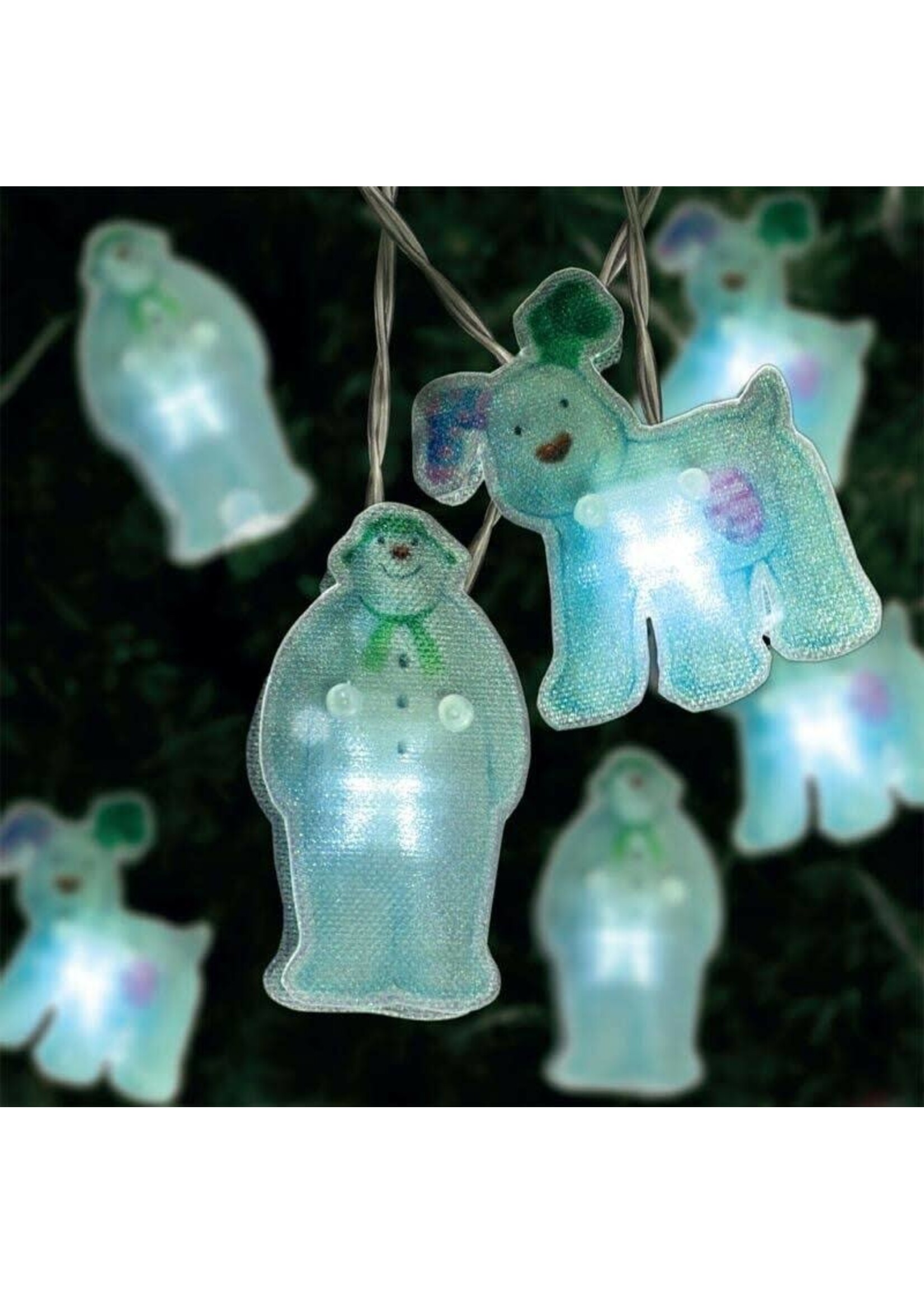 Snowtime Snowman & snowdog 20 festive ice white LED