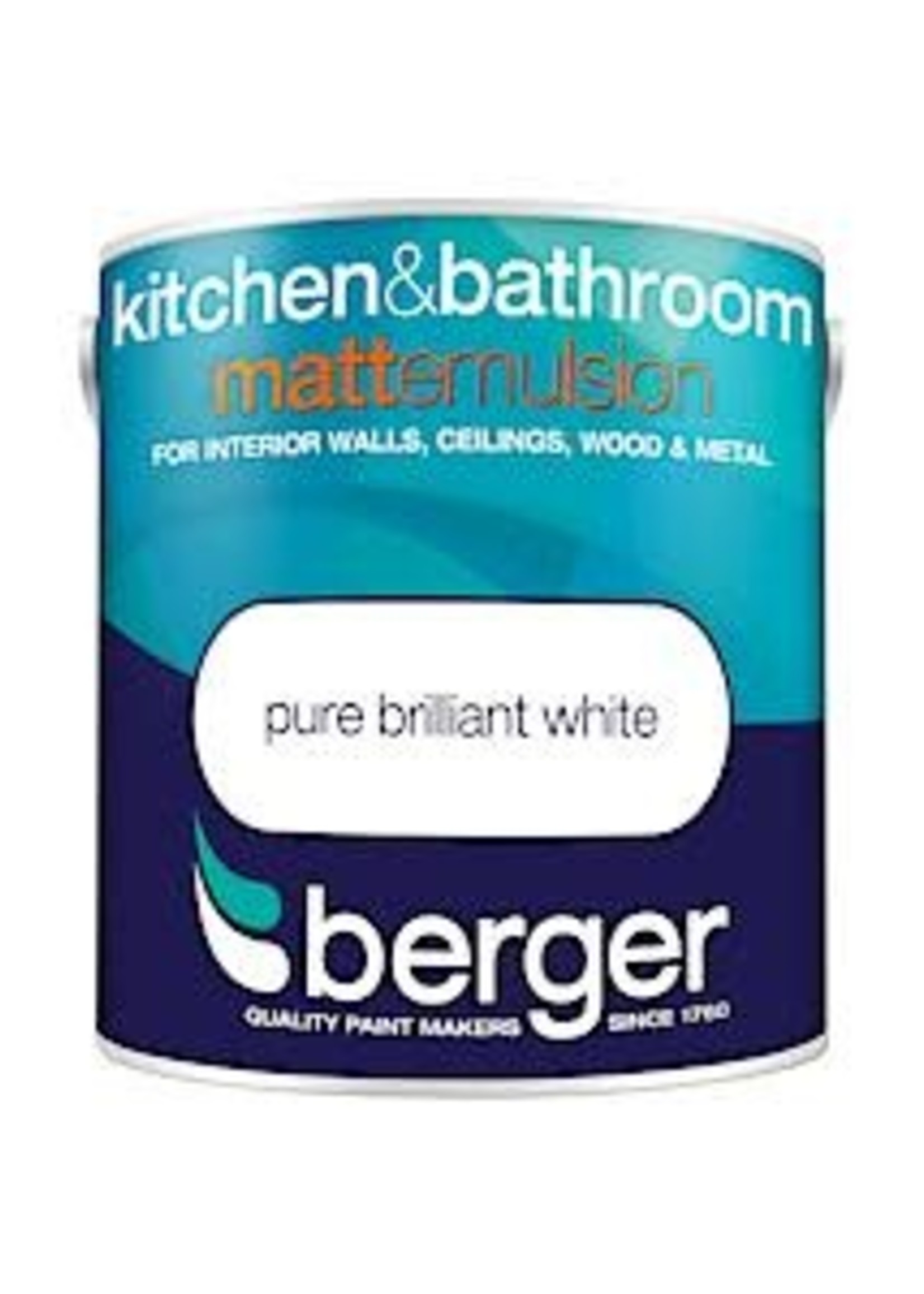Crown Berger Kitchen and Bathroom Matt 2.5L Pure Brilliant White PBW