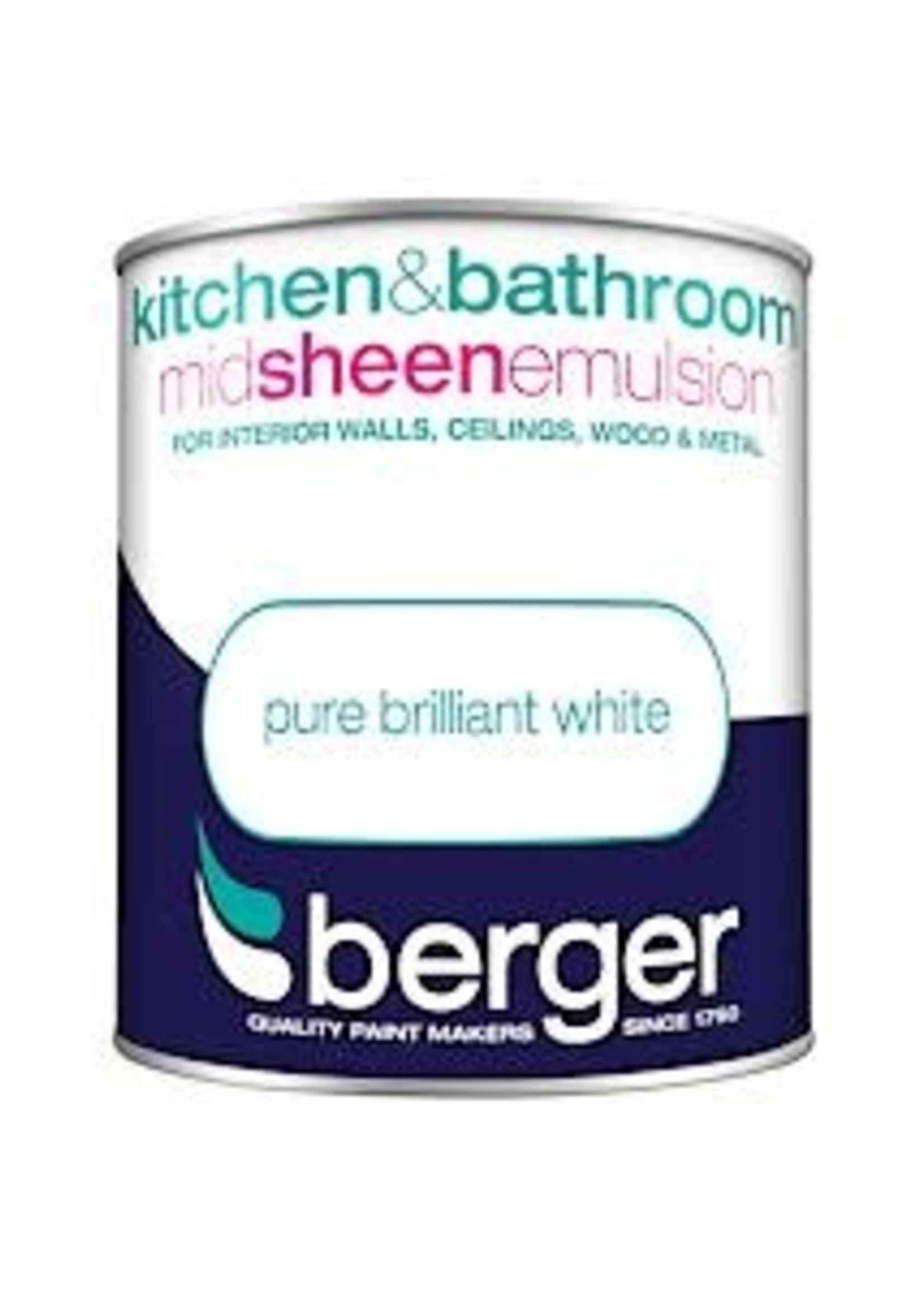 Crown Berger Kitchen and Bathroom  Mid Sheen 1L Pure Brilliant White PBW