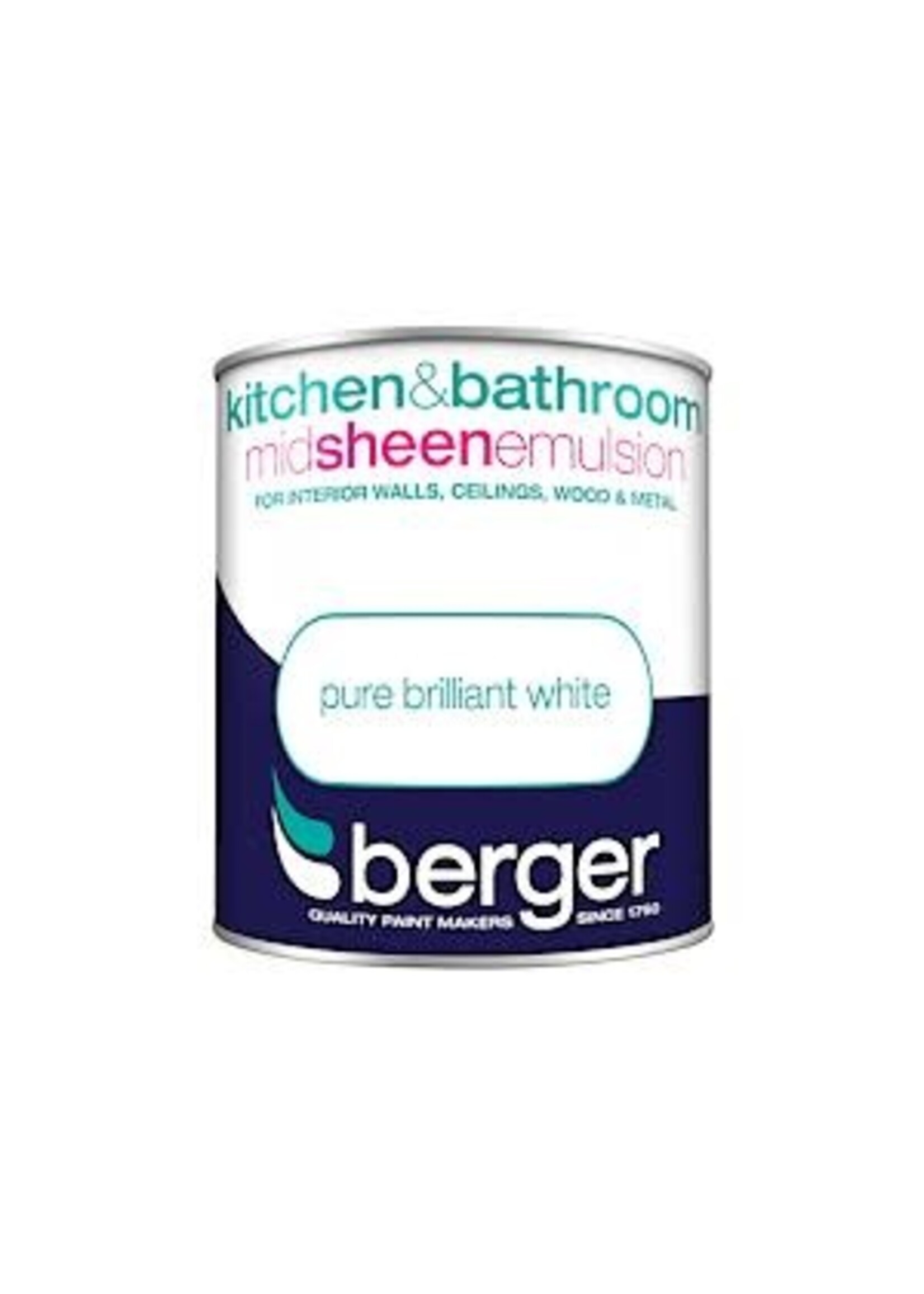 Crown Berger Kitchen and Bathroom  Mid Sheen 1L Pure Brilliant White PBW