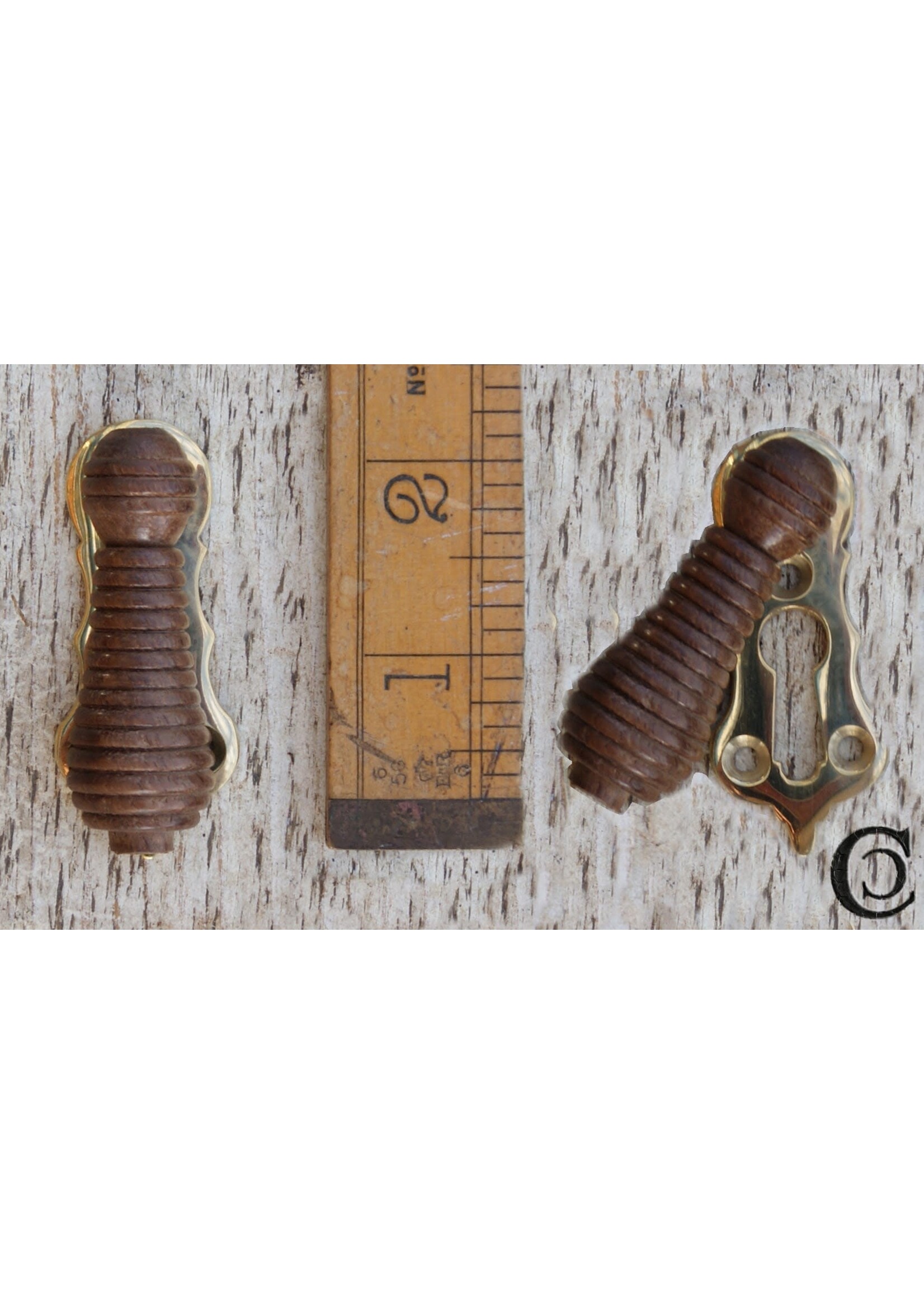 Cottingham Collection Escutcheon Beehive Teak & Brass 2.25" / 57mm