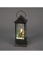 Snowtime Santa Scene Water Spinner Ornament Lantern with lights