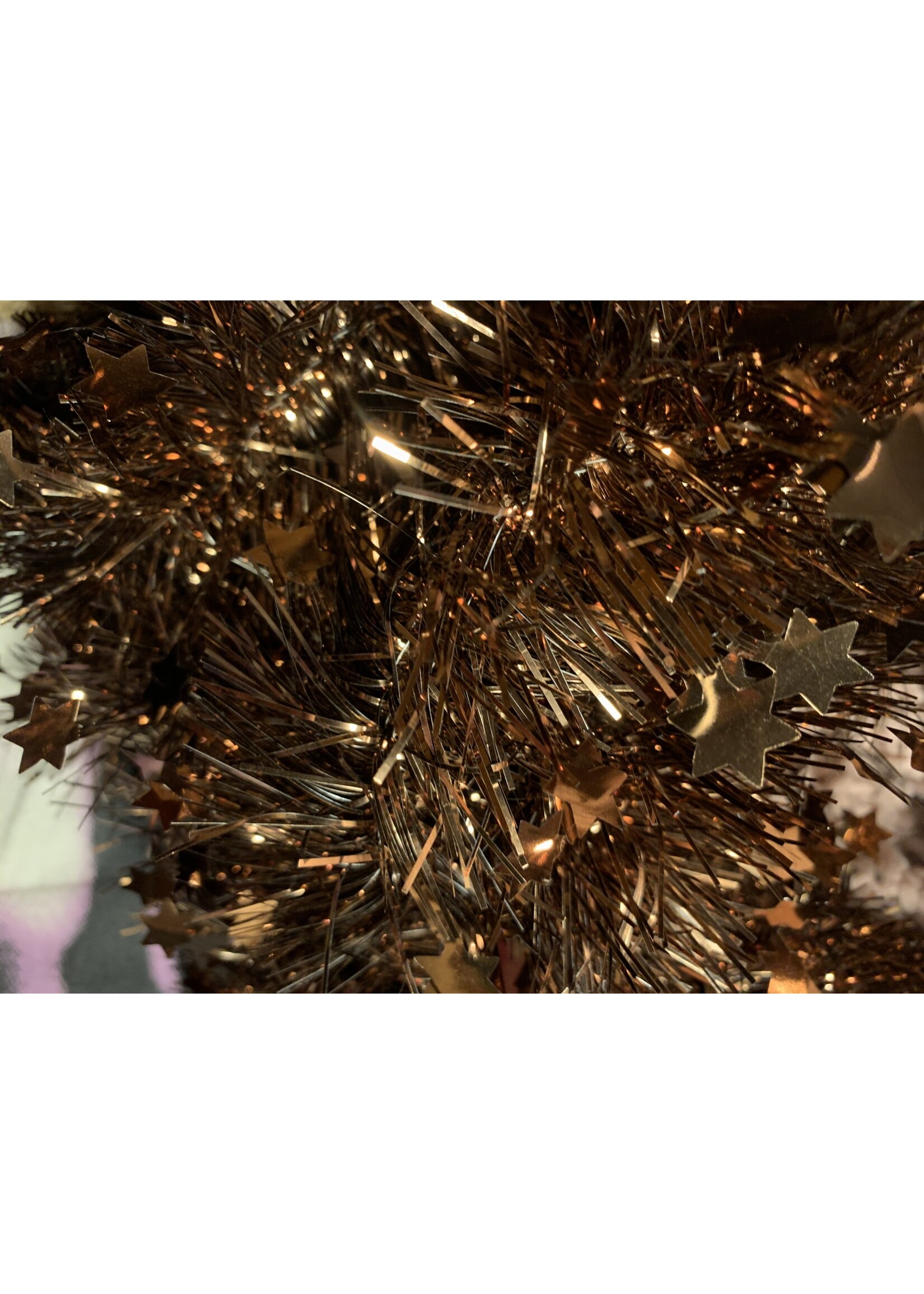 Kaemingk Tinsel Star garland Shiny  100mm x 2.7m cocoa / copper