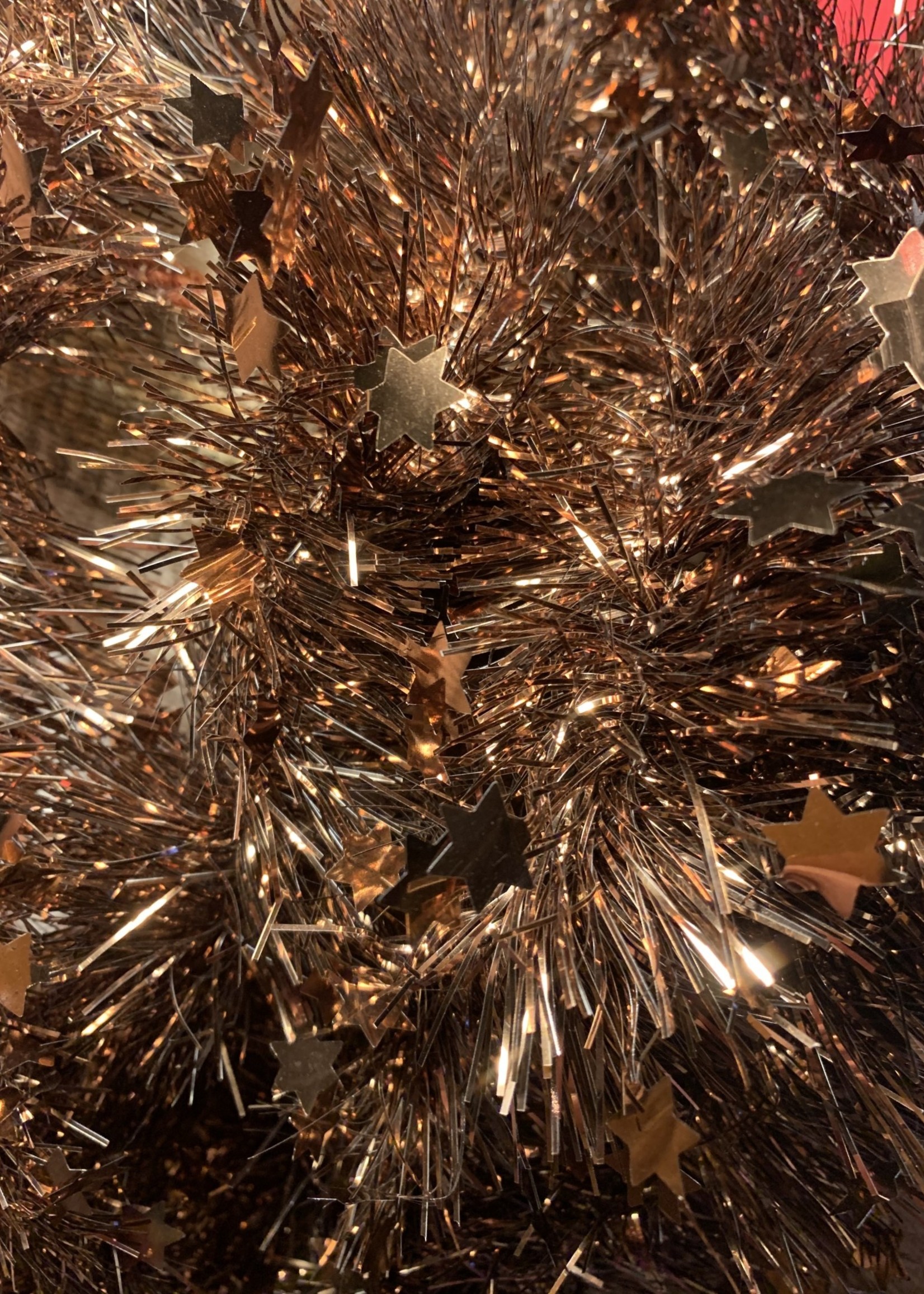 Kaemingk Tinsel Star garland Shiny  100mm x 2.7m cocoa / copper