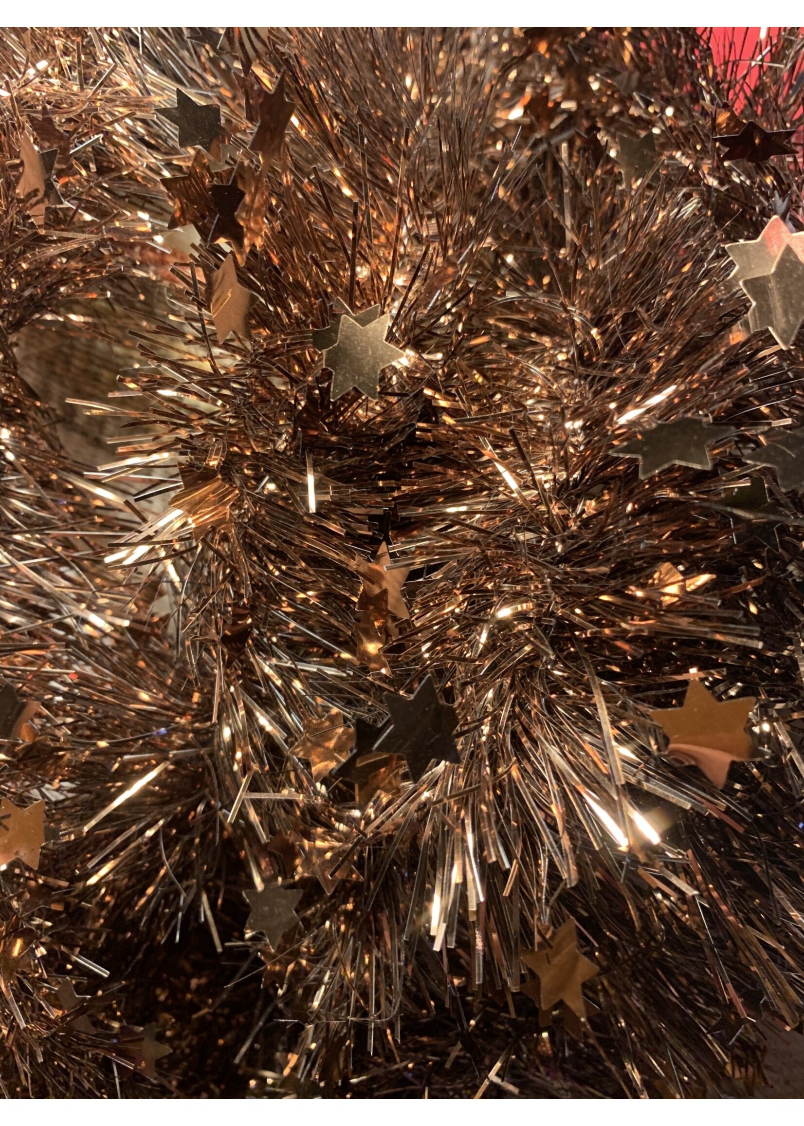 Kaemingk Tinsel Star garland Shiny  100mm x 2.7m cocoa / copper
