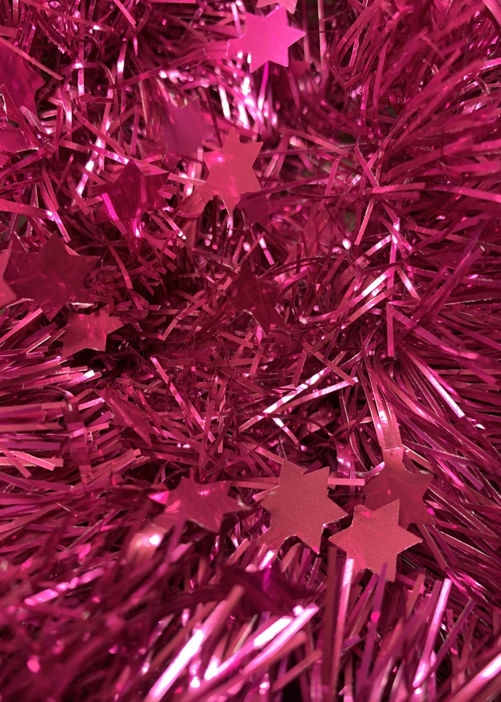 Tinsel Star garland Shiny 4ply 100mmx2.7m -Magenta