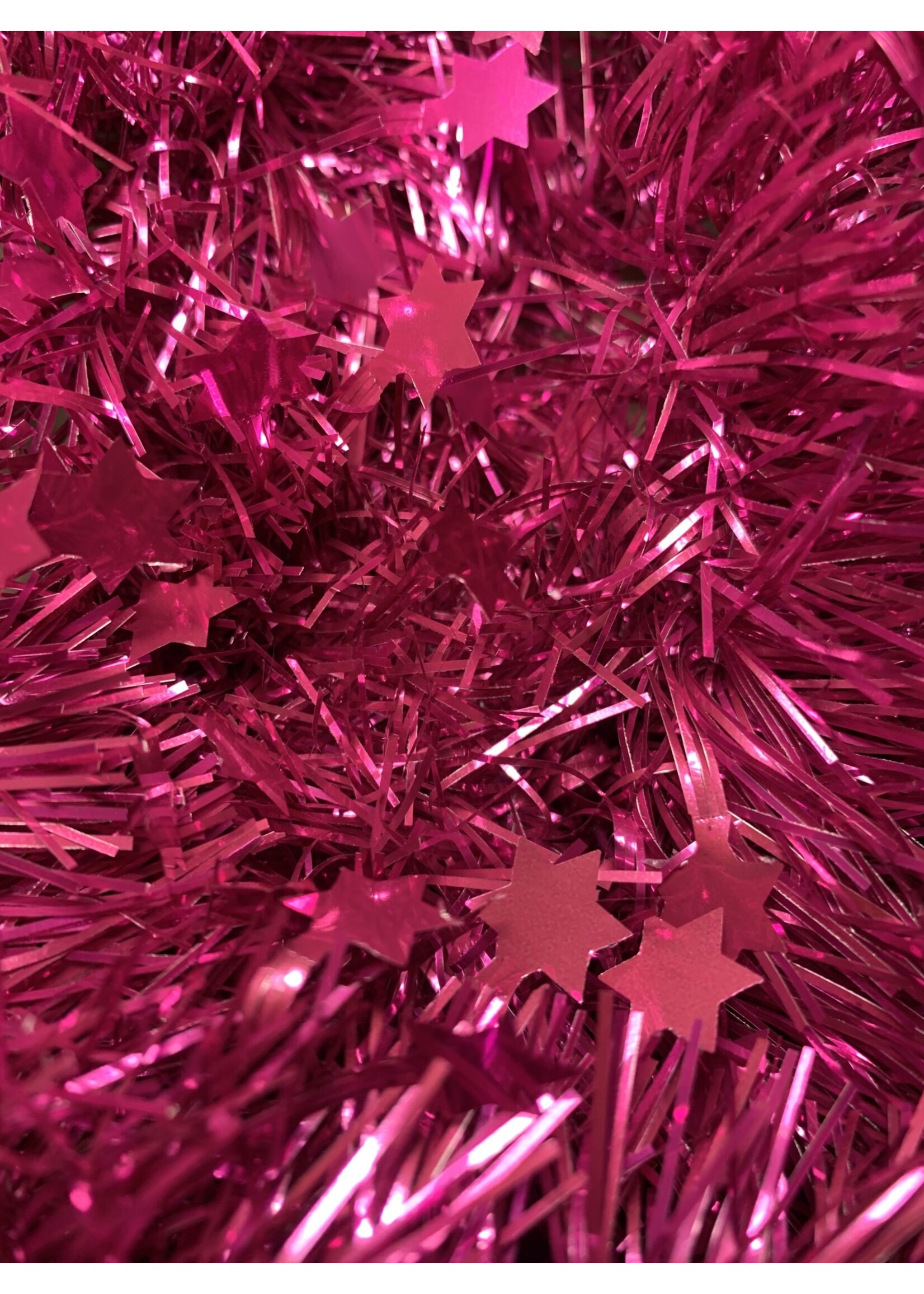 Tinsel Star garland Shiny 4ply 100mmx2.7m -Magenta