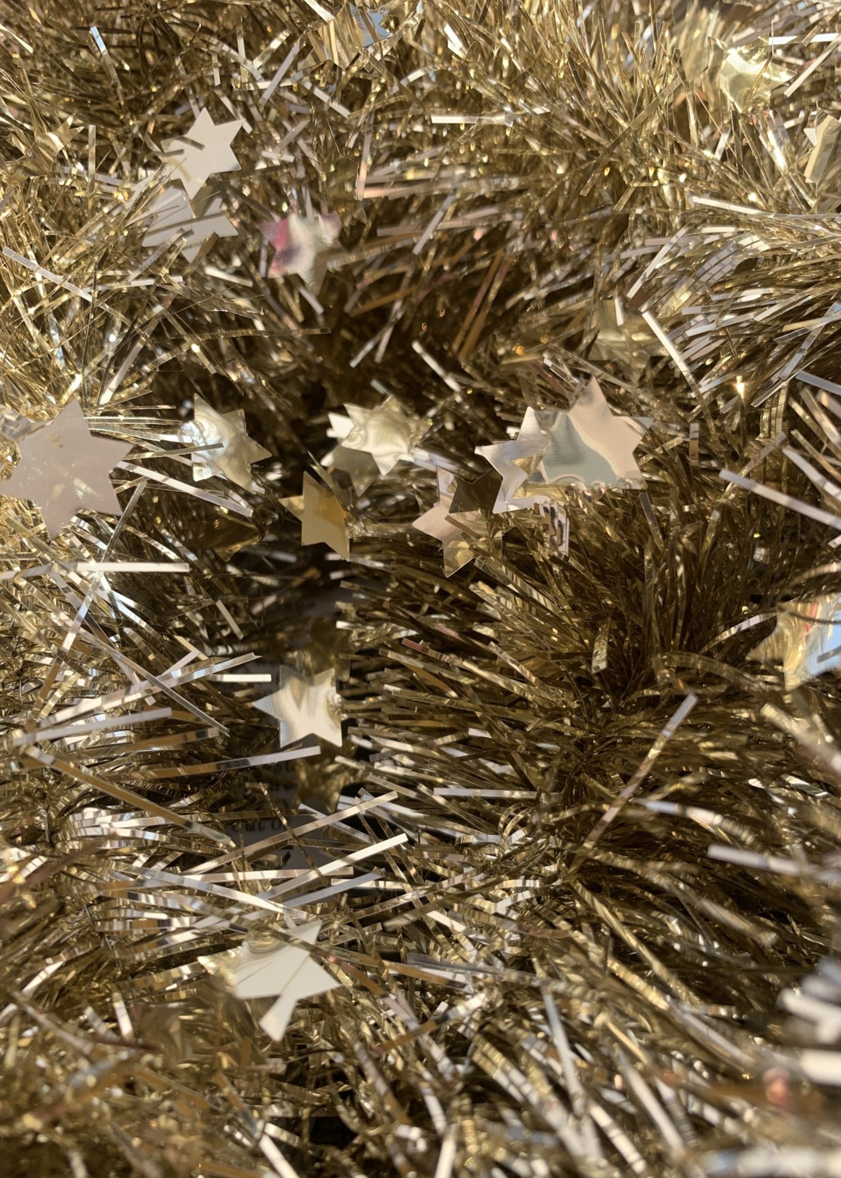 Tinsel Star garland Shiny 4ply 100mmx2.7m -light gold