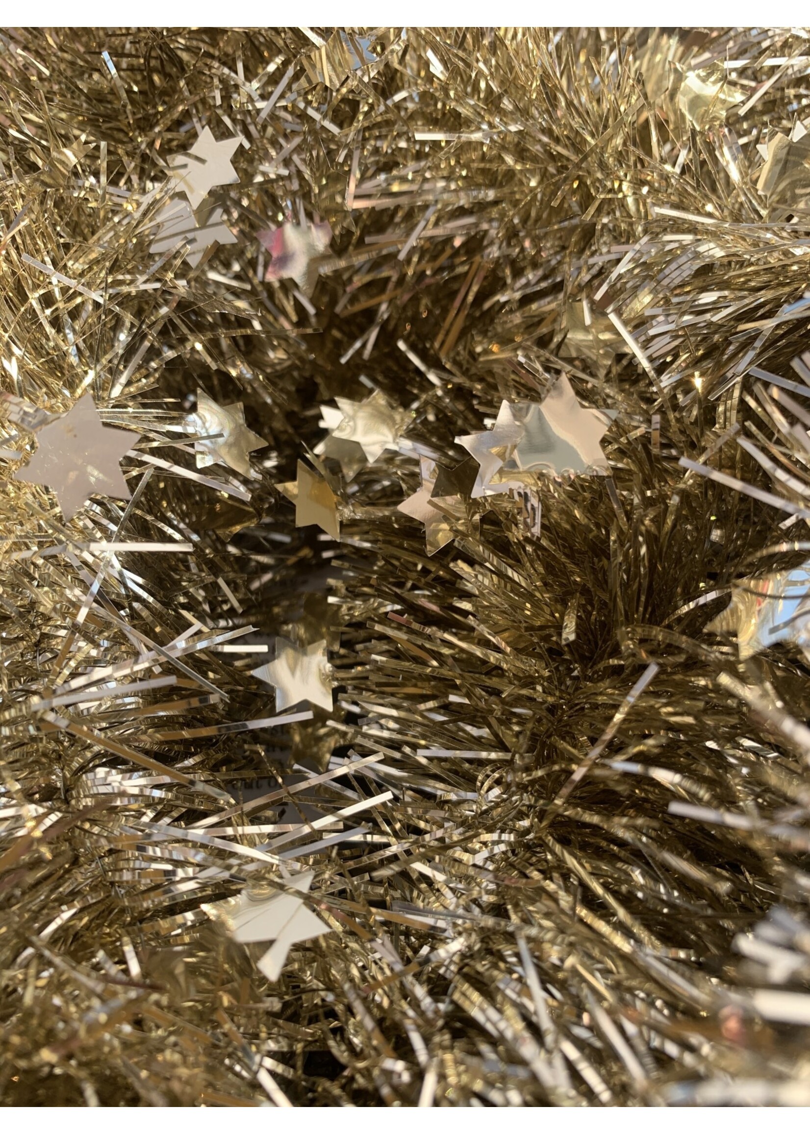 Tinsel Star garland Shiny 4ply 100mmx2.7m -light gold