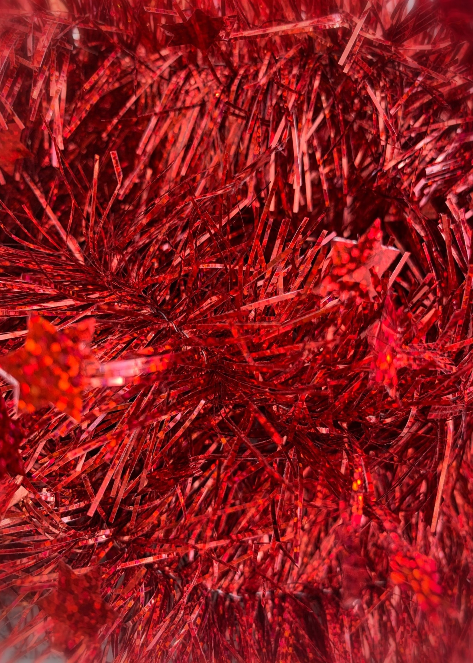 Tinsel Star garland Shiny 4ply 100mm x 2.7m - red/laser