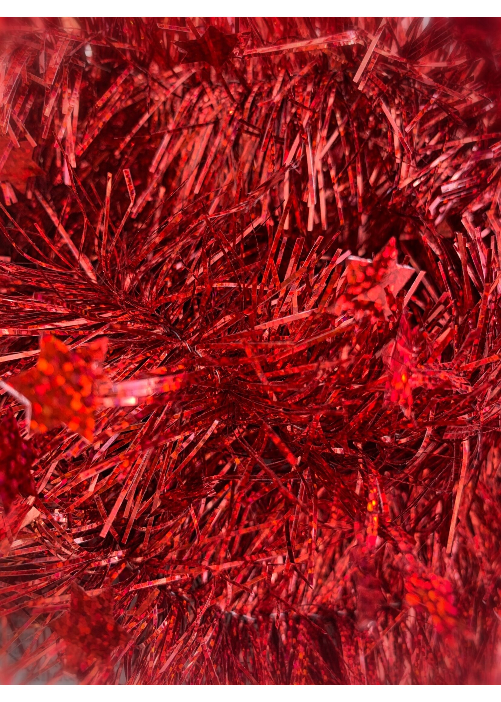 Tinsel Star garland Shiny 4ply 100mm x 2.7m - red/laser