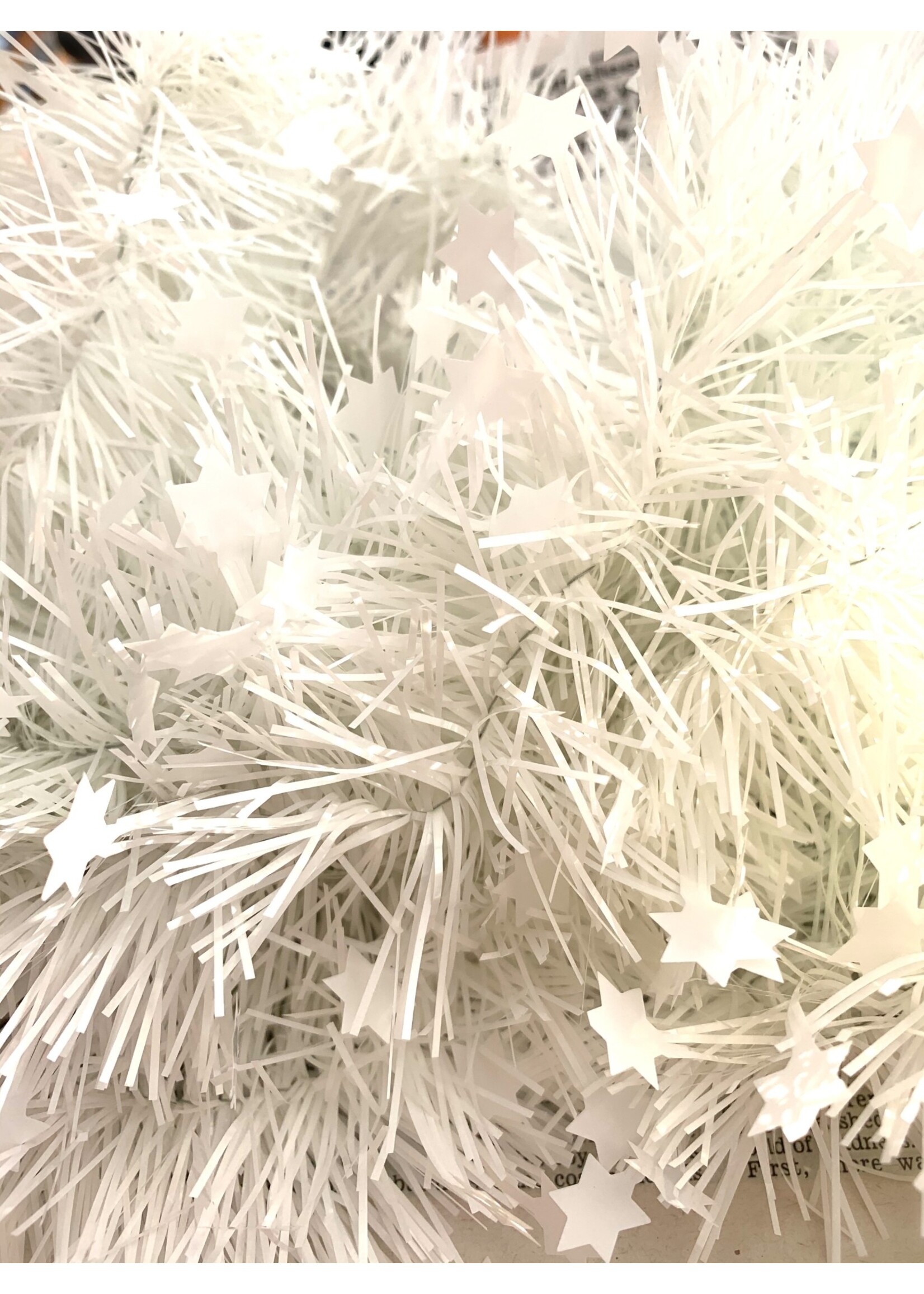 Tinsel Star garland Shiny 4ply 100mm x 2.7m - white