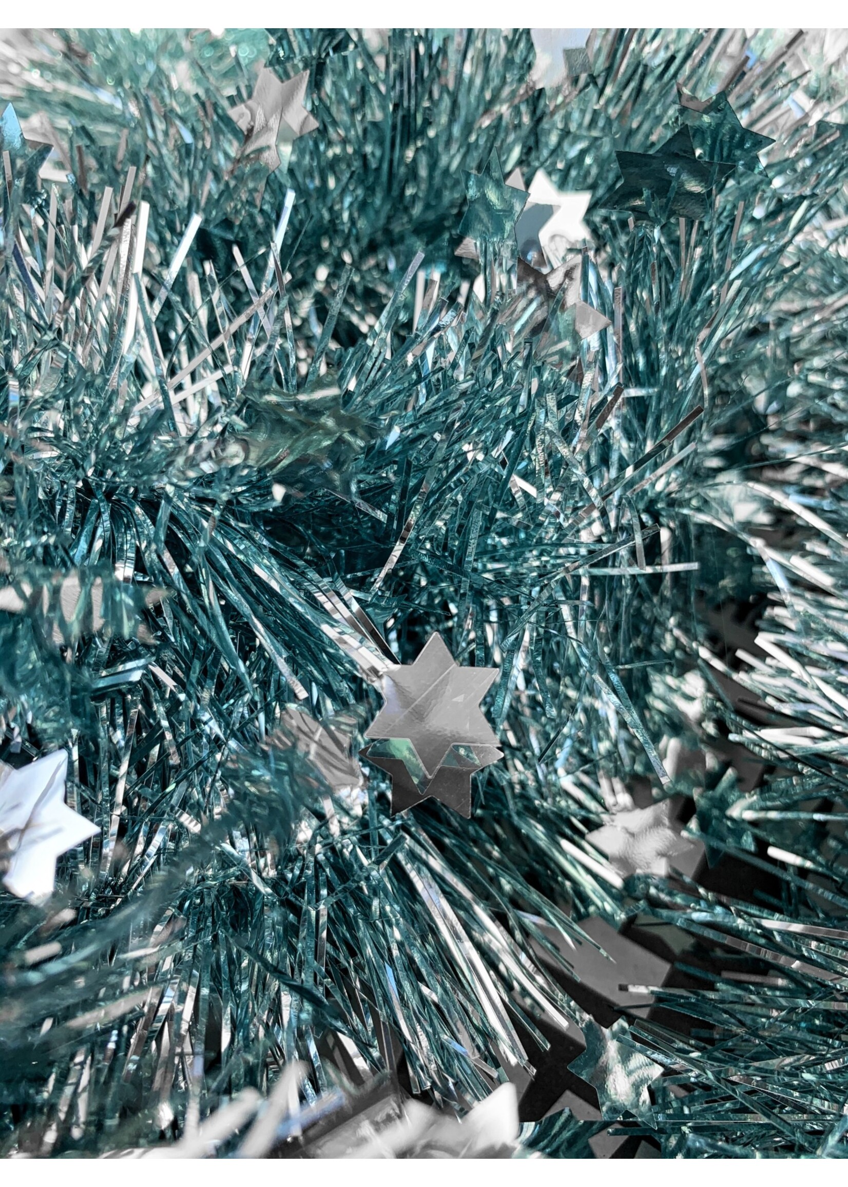 Tinsel Star Garland 4 Ply 100mm x 2.7m  - heavenly blue
