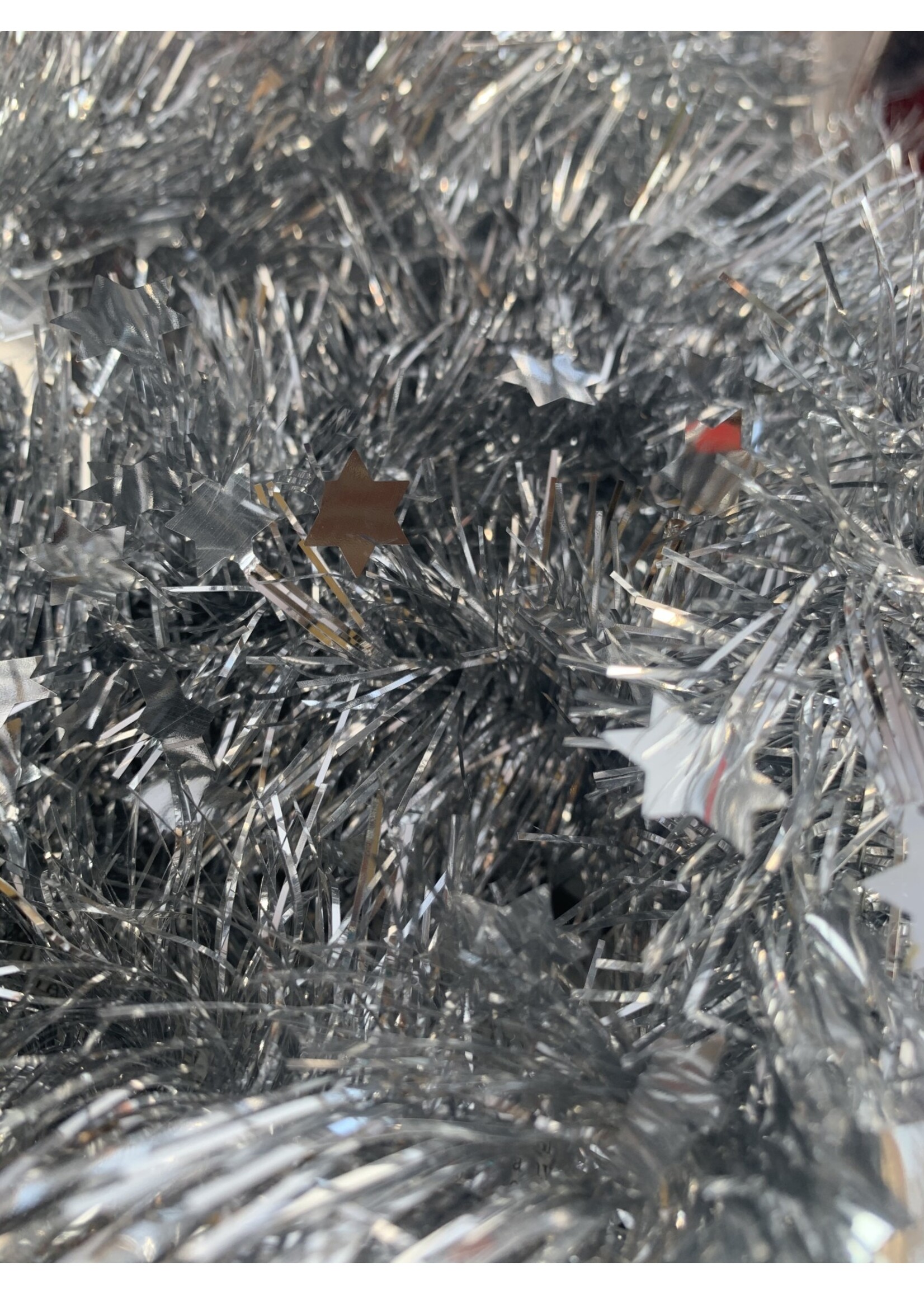 Tinsel Star garland Shiny 4ply 100mm x 2.7m  - silver