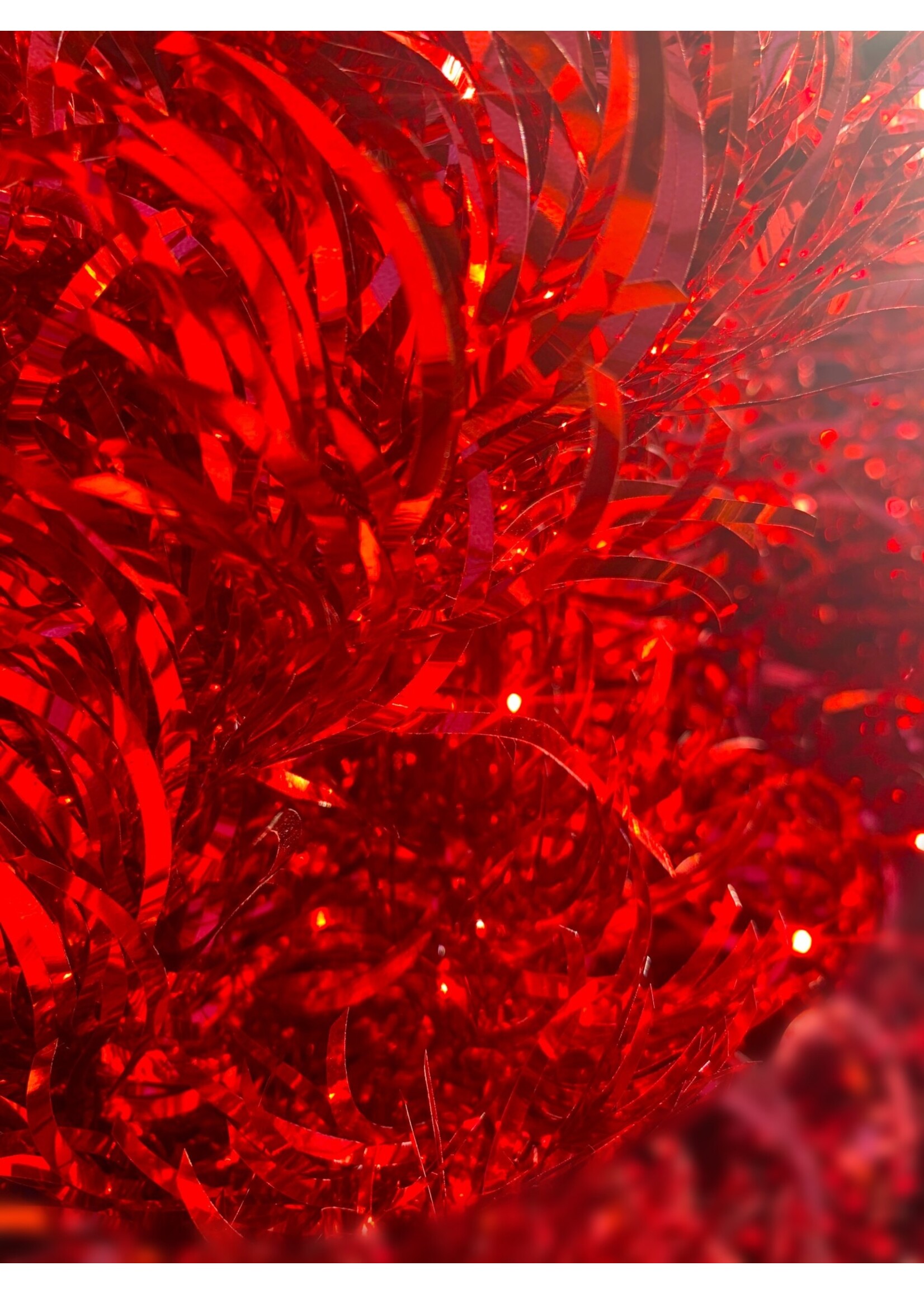 Tinsel Garland Waves 3 Ply 100mm x 2.7m-Christmas red