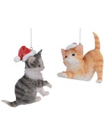 Kaemingk Cat Hanging Decoration - choice of ginger/white or black/white