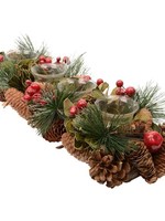 Kaemingk Candle Tealight Holder 4 Votive Pine Cone Berry Christmas Table Xmas Decoration