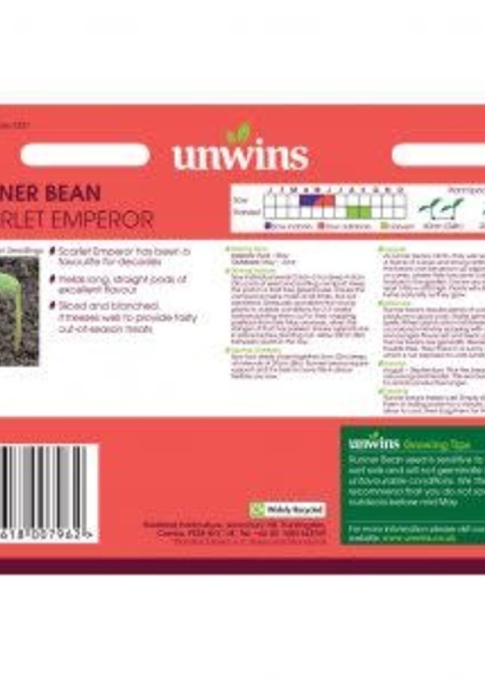Unwins Runner Bean - Scarlet Emperor