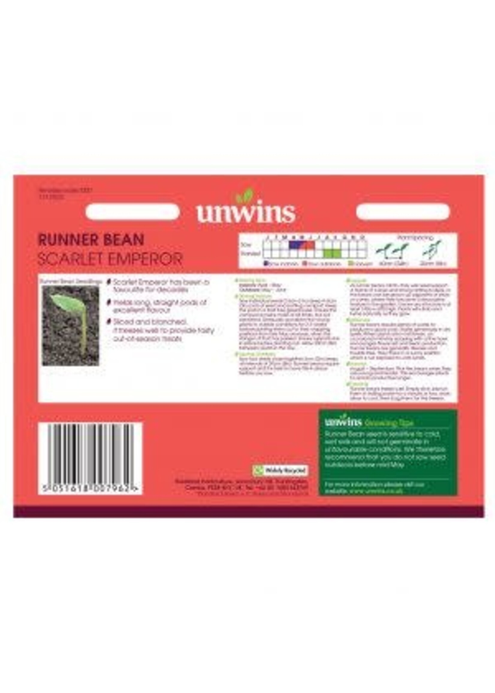 Unwins Runner Bean - Scarlet Emperor