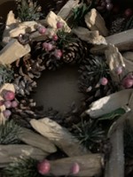 Kaemingk Pine Cone Glitter Wreath with Berries approx 34cm