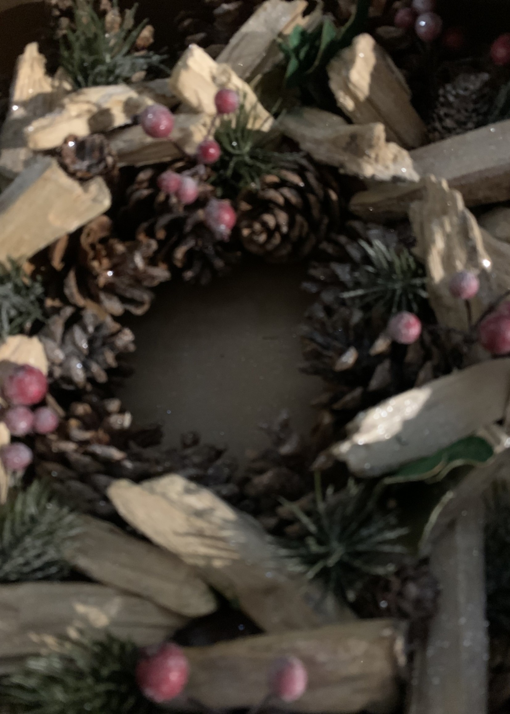 Kaemingk Pine Cone Glitter Wreath with Berries approx 34cm