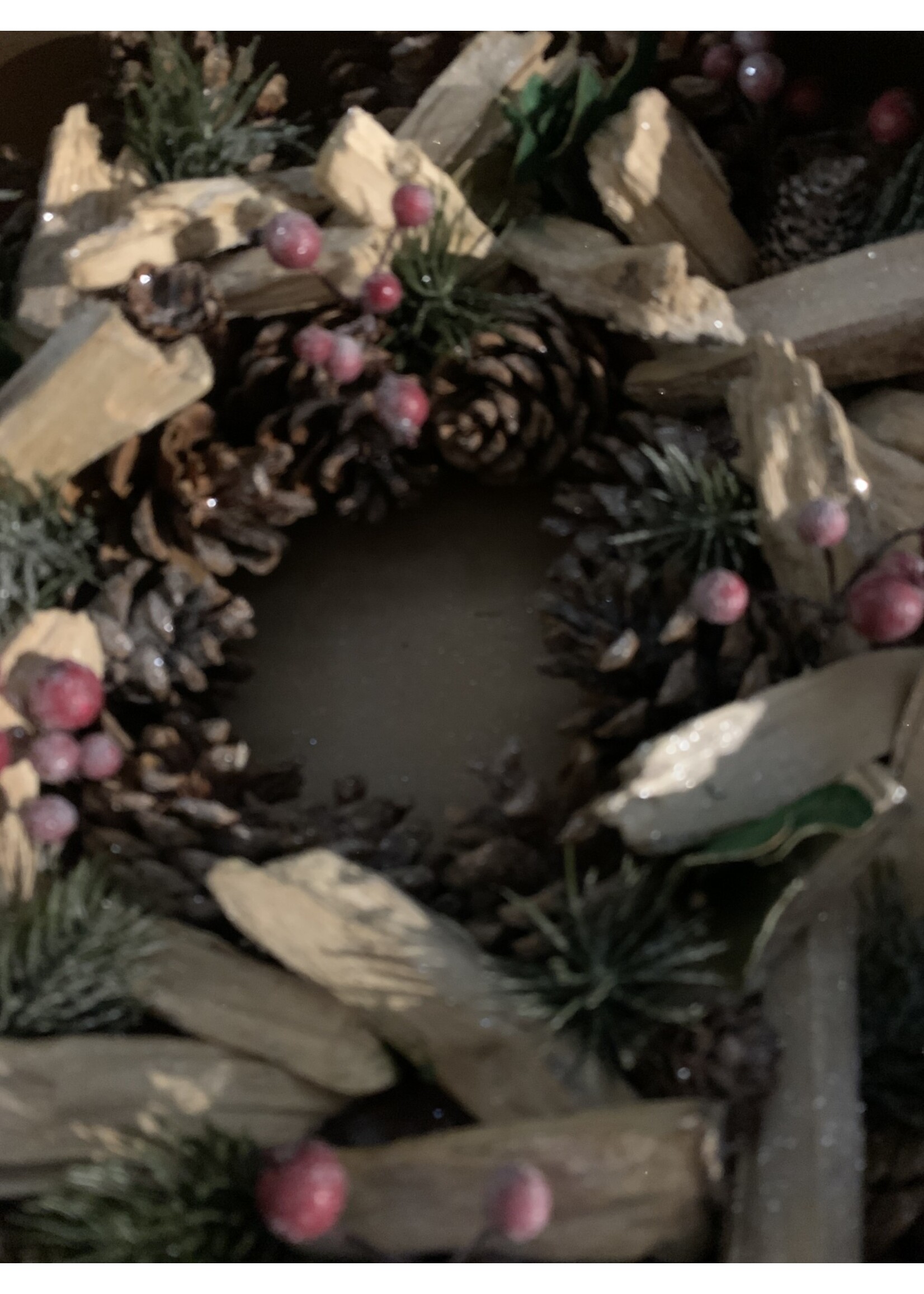 Kaemingk Pine Cone Glitter Wreath with Berries approx 34cm
