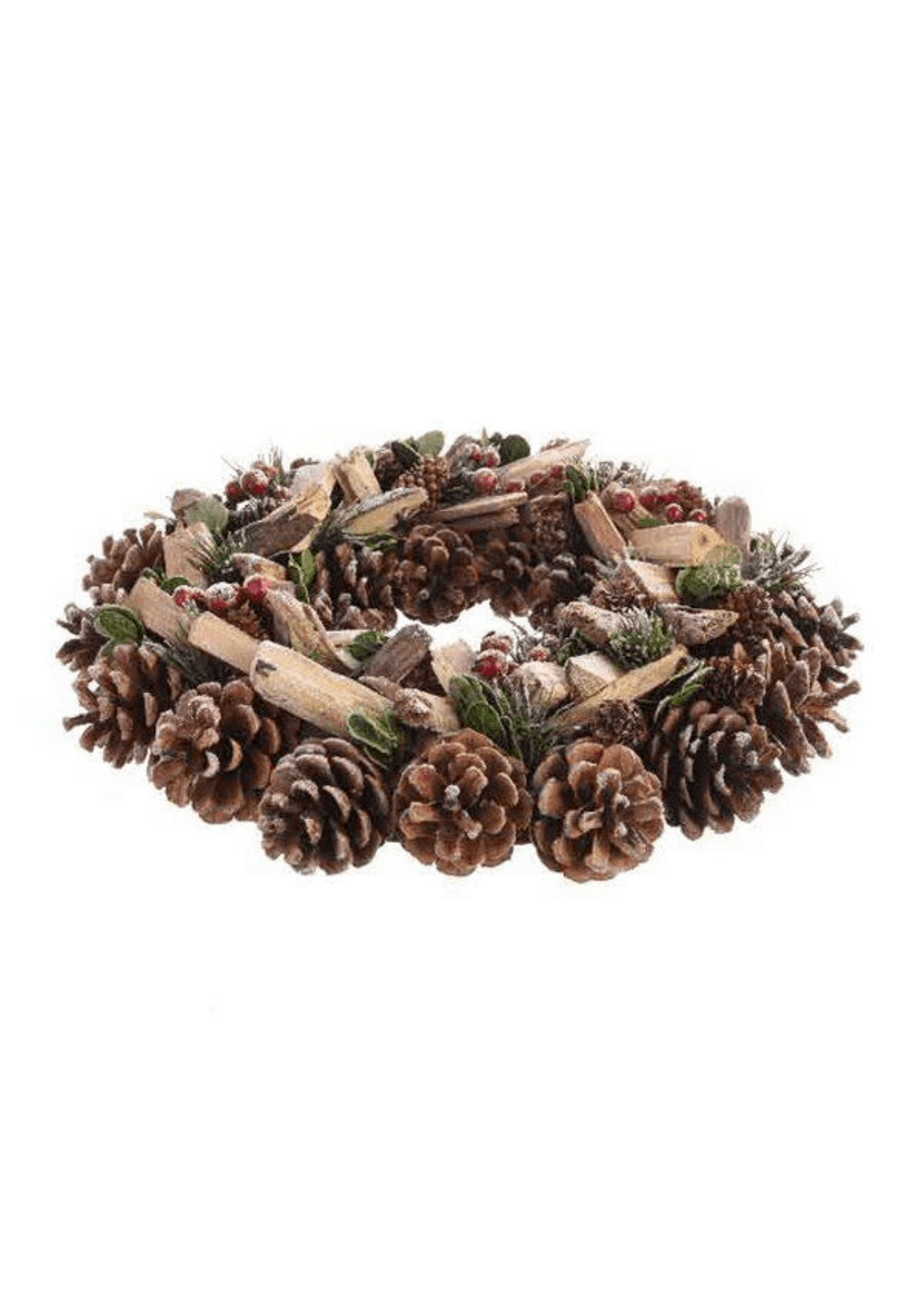 Kaemingk Pine Cone Glitter Wreath with Berries approx 34cm