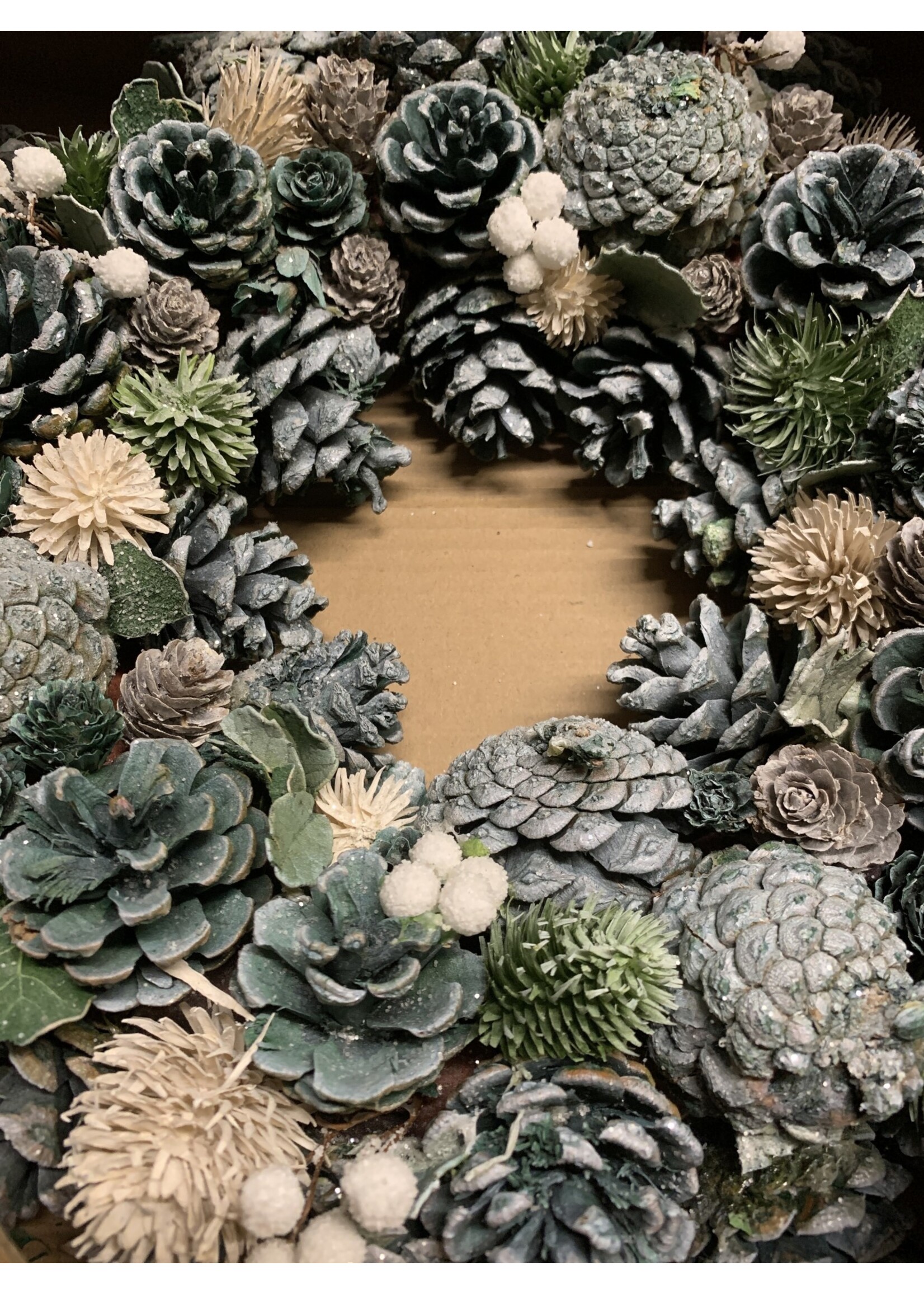 Kaemingk Pine Cone Frosted Wreath with Berries