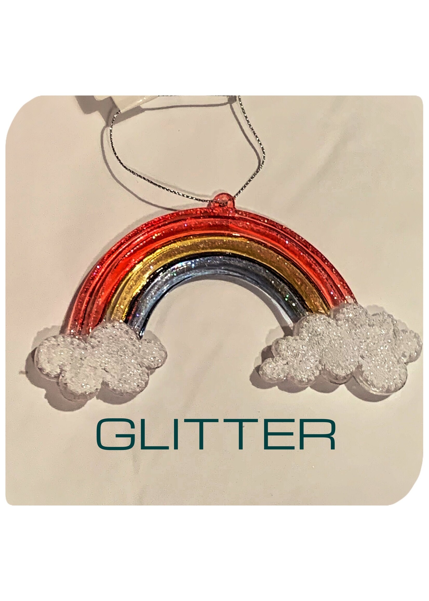 Premier Rainbow and Cloud Decoration Glitter or Pastel 12 cm