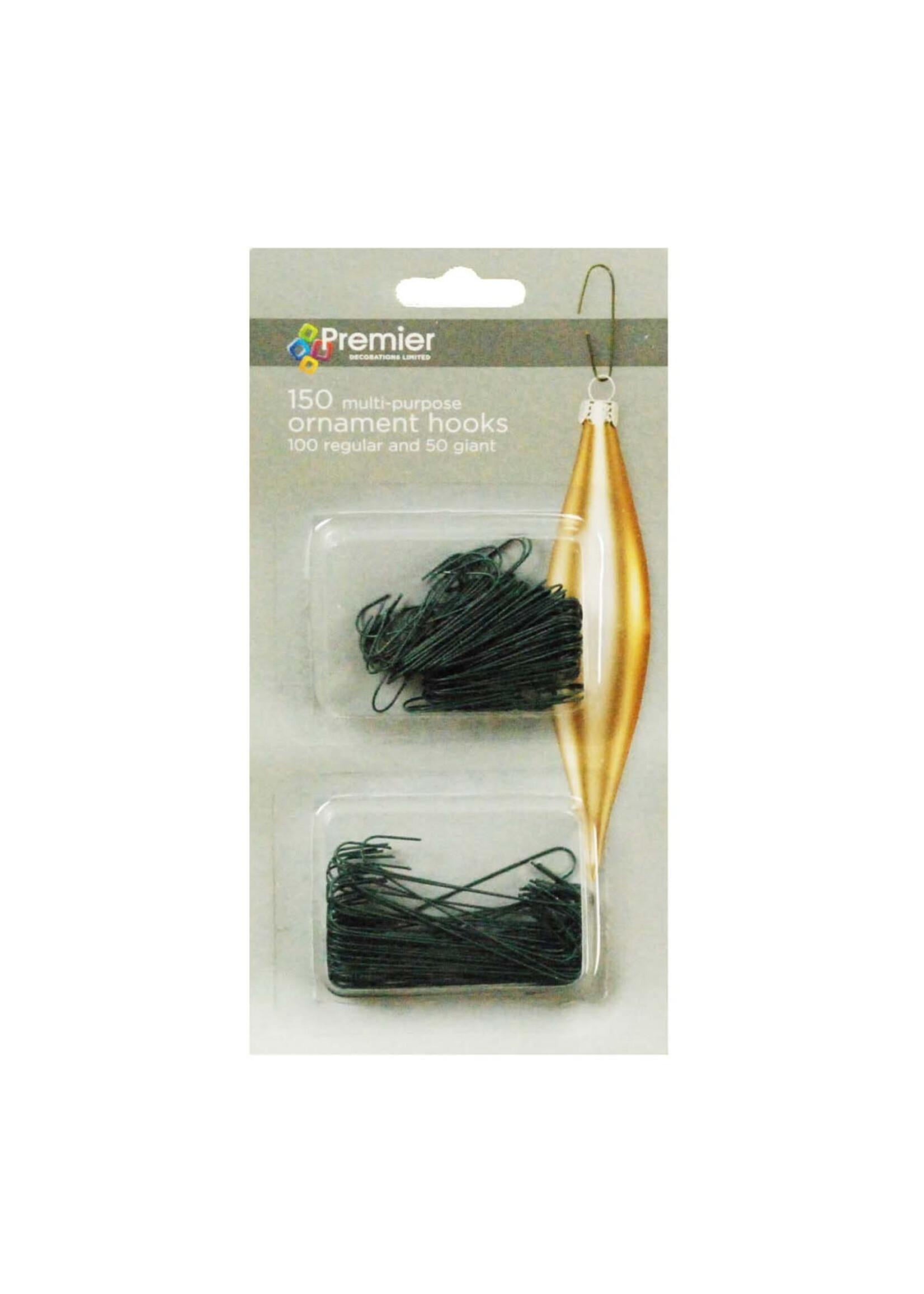 Premier Premier 150 Green Christmas Tree Hooks Baubles Metal Wire Ornament Hanging Decoration