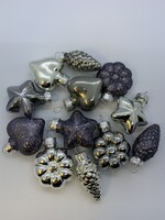 Kaemingk Small baubles in a variety of shapes, finishes -Greys/Silvers