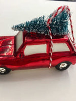 Red Car With Tree Set of 2 Boxed