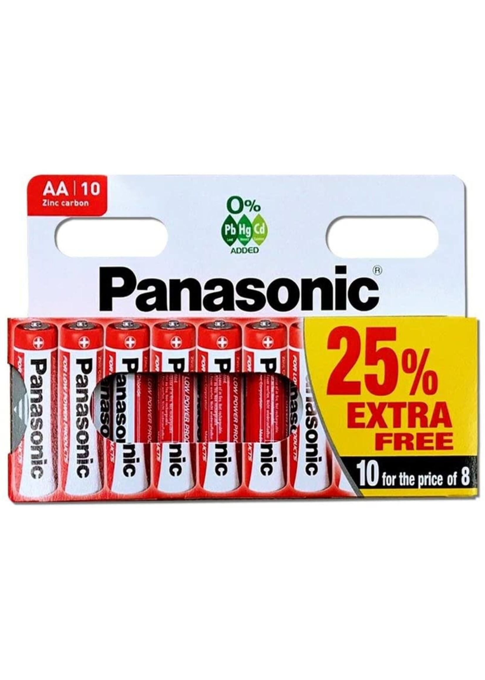 Panasonic Zinc Carbon AA Batteries (8 Pack + 25% Extra Free)