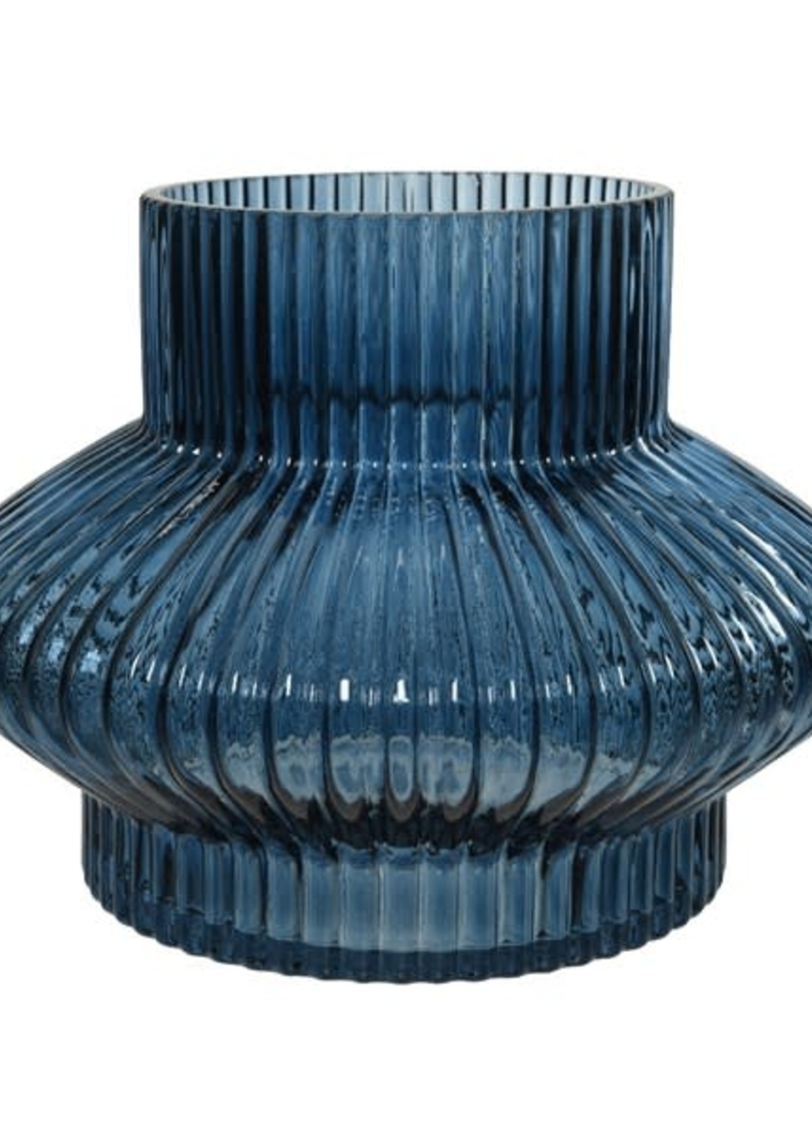 Decoris Blue Ribbed vase