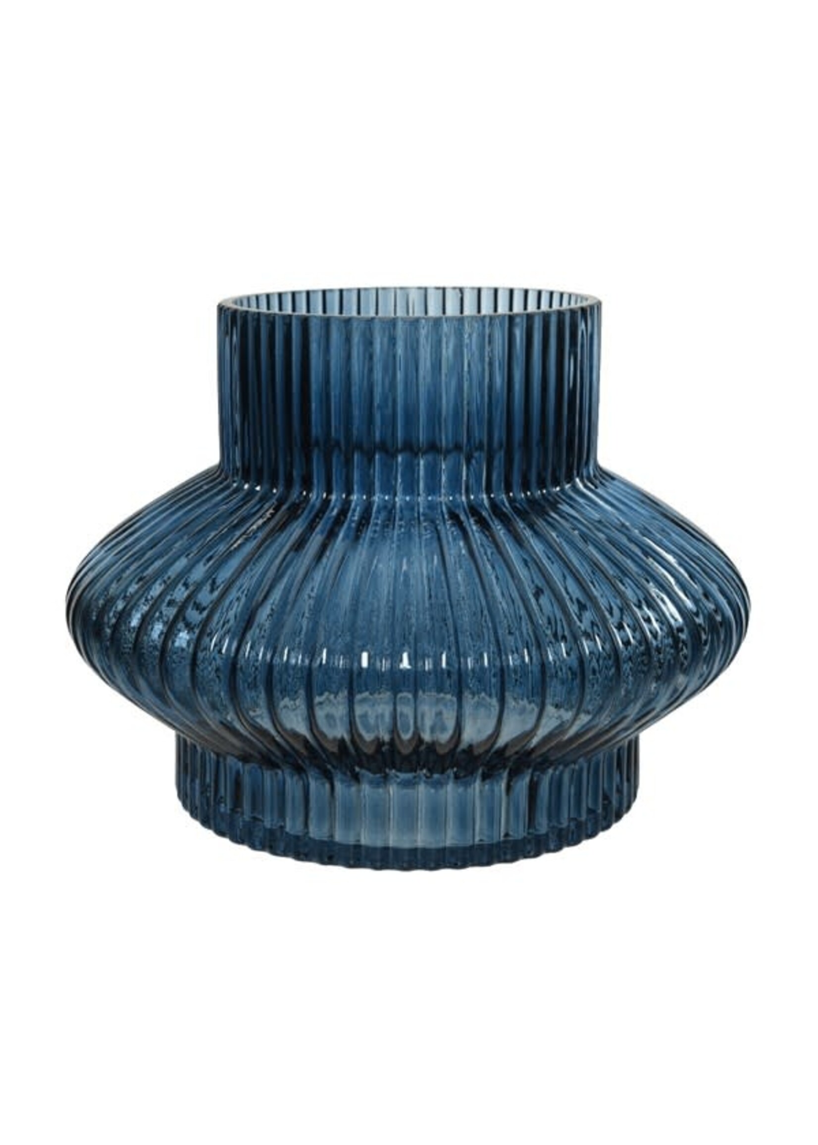 Decoris Blue Ribbed vase
