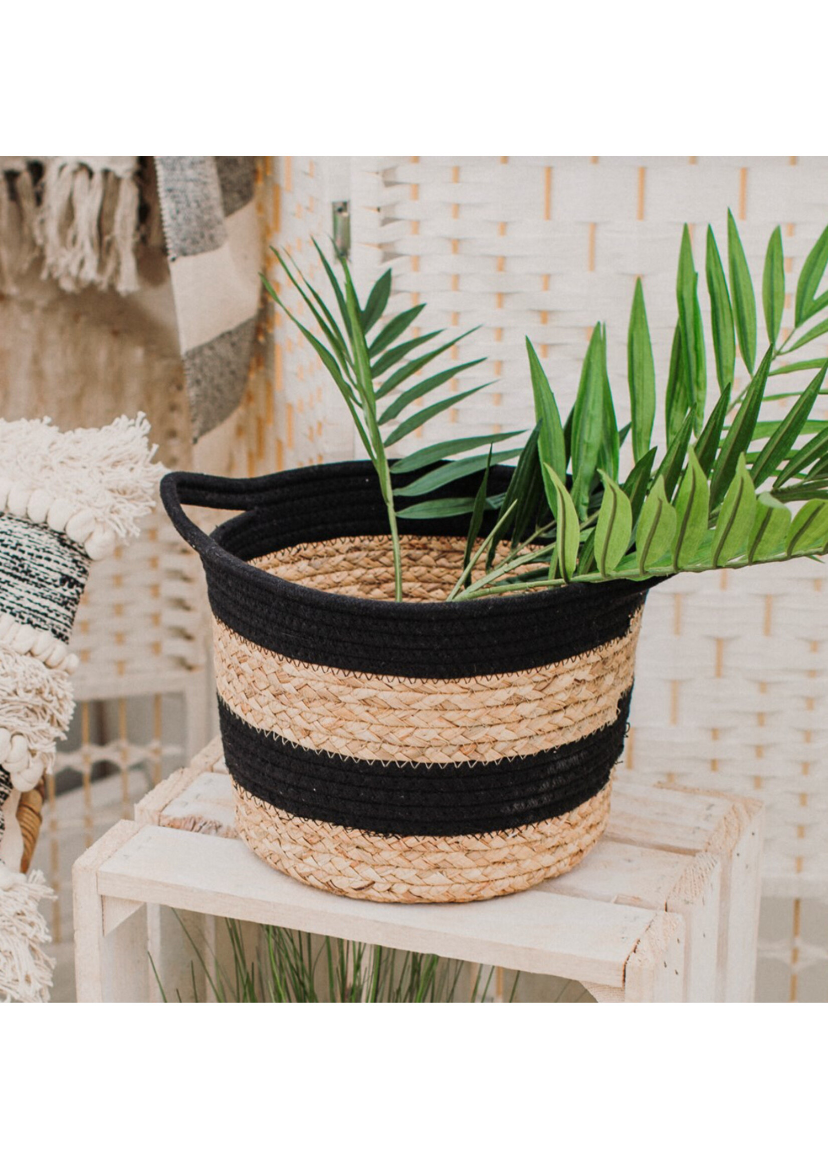 Sass & Belle Black And Grass Stripe Basket